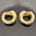 Vintage Diamond Ribbed Hoop 18k Yellow Gold Earrings - 1"