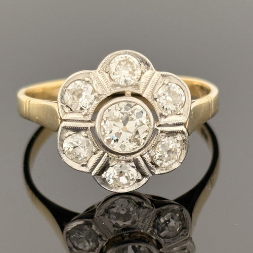 Antique Edwardian Old European Cut Diamond Cluster Ring ~1.00ctw