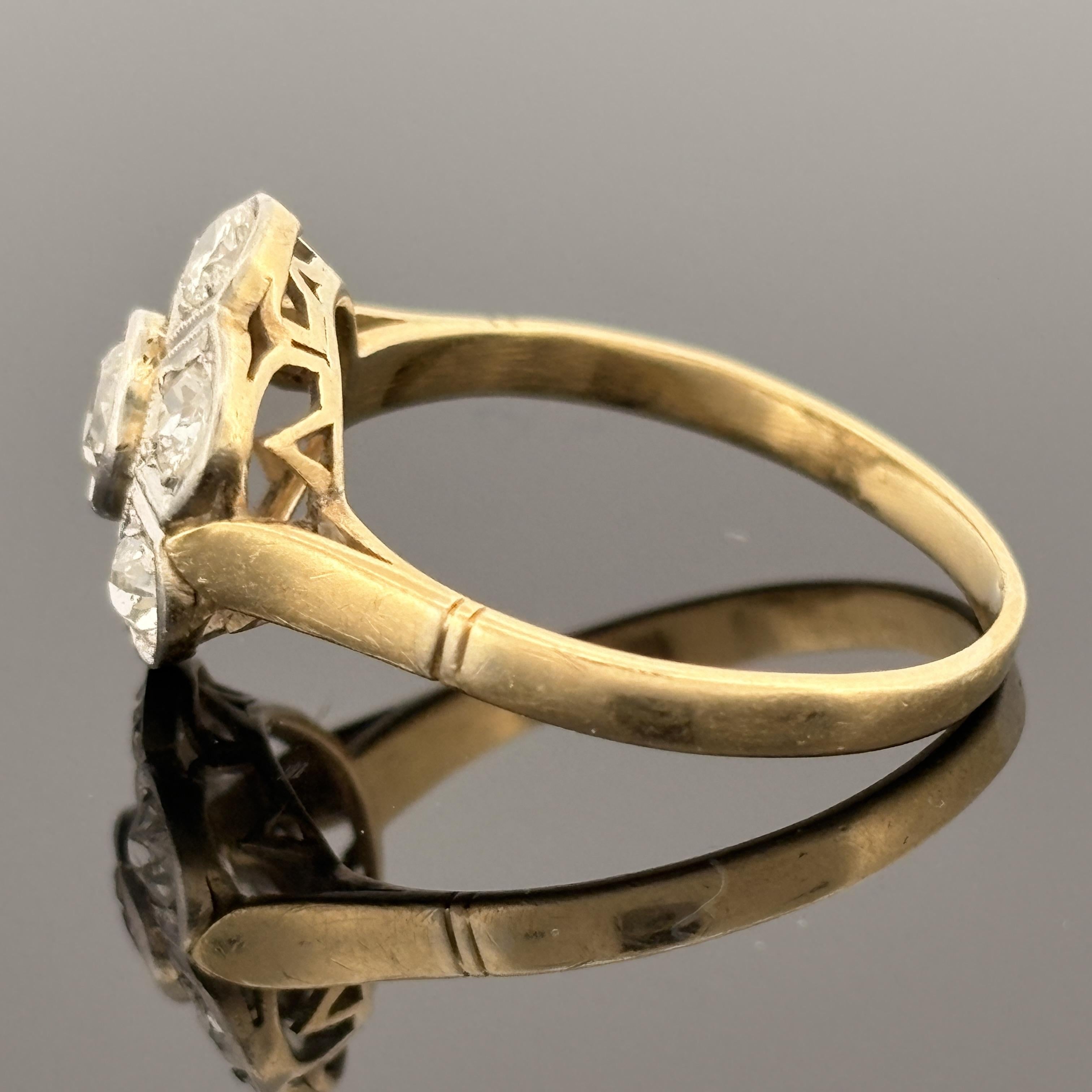 Antique Edwardian Old European Cut Diamond Cluster Ring ~1.00ctw