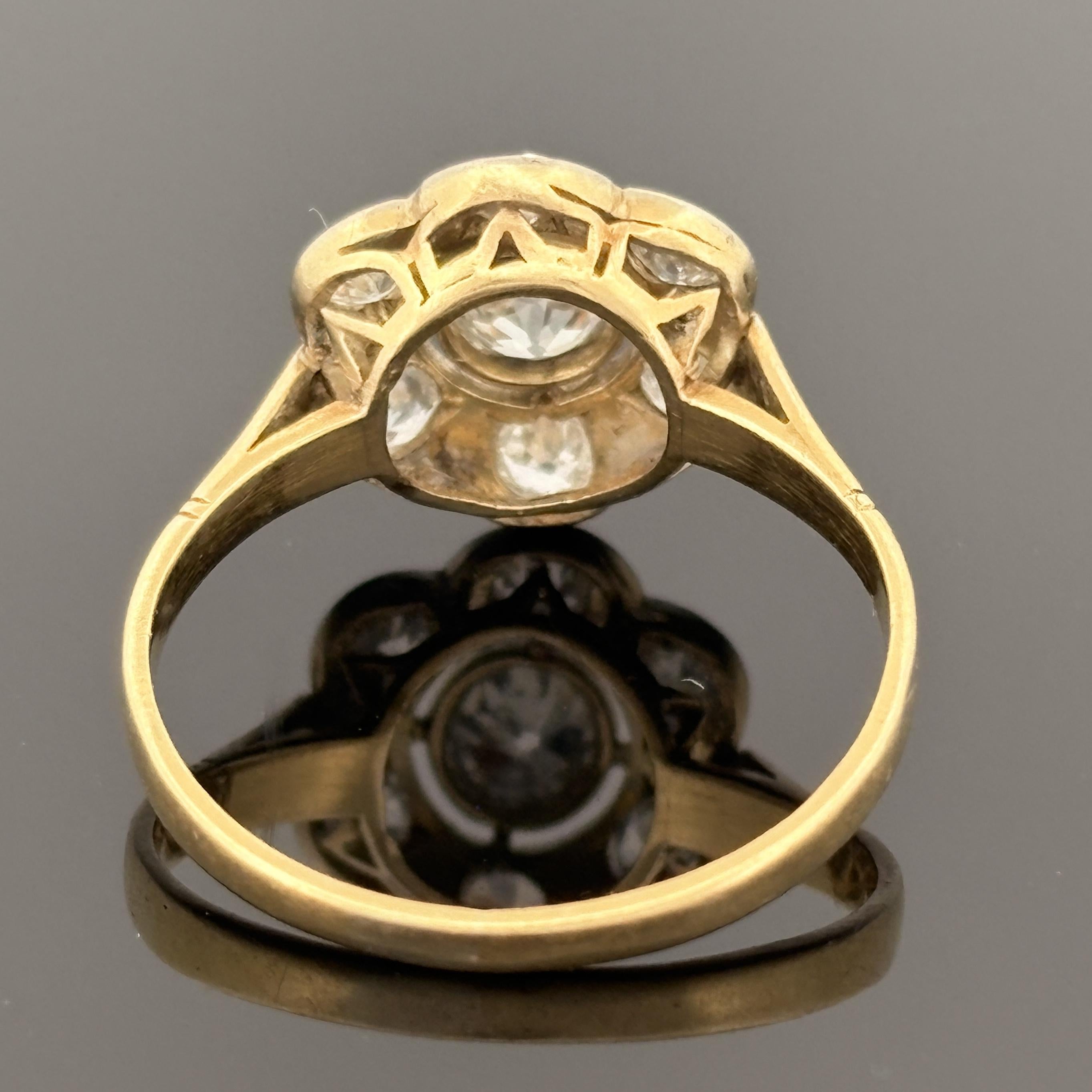 Antique Edwardian Old European Cut Diamond Cluster Ring ~1.00ctw