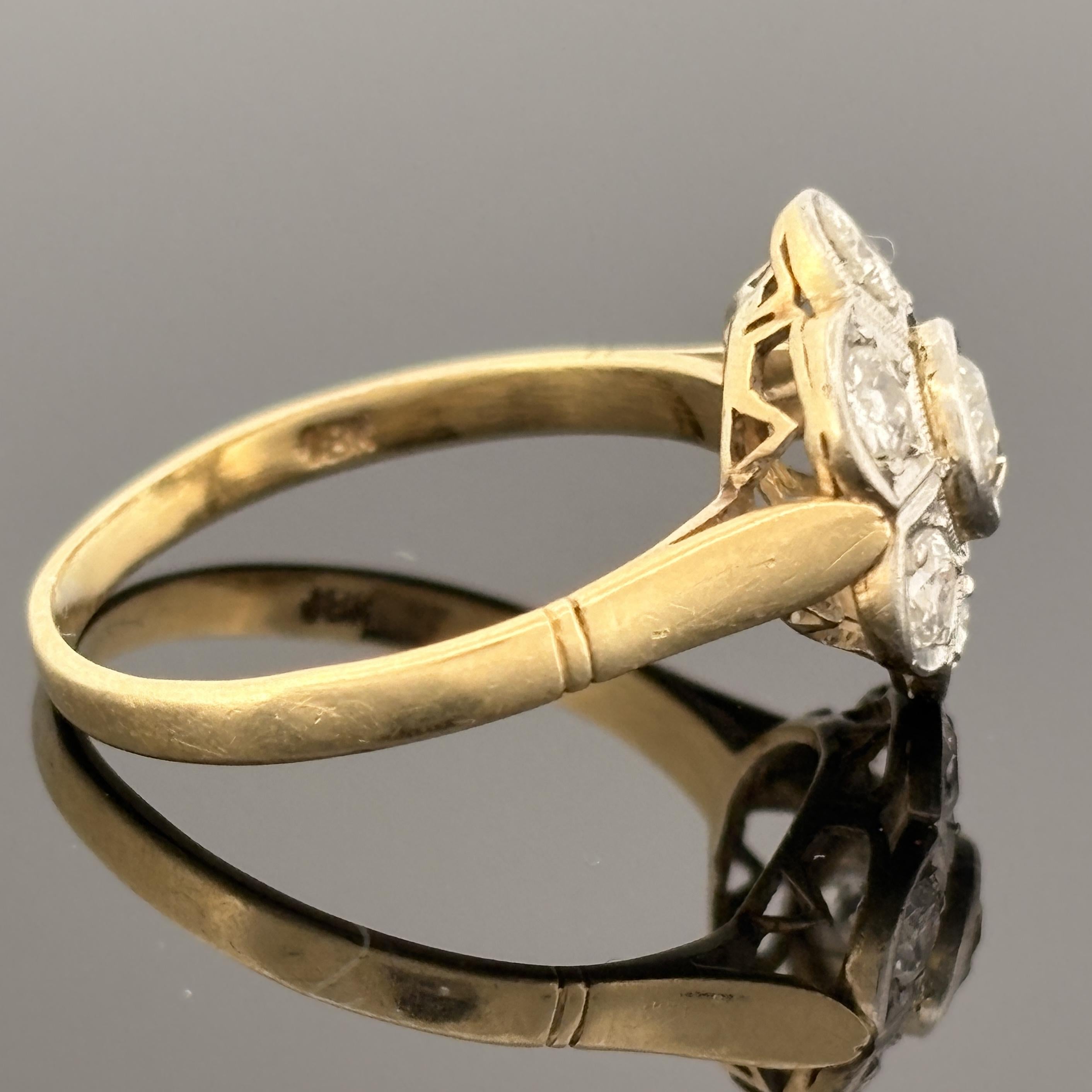 Antique Edwardian Old European Cut Diamond Cluster Ring ~1.00ctw
