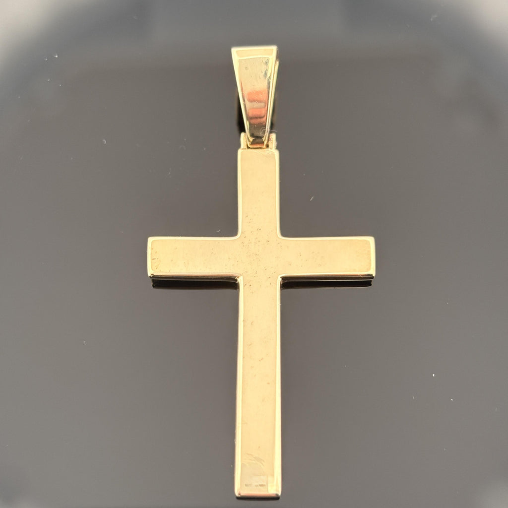 Large Solid 14k Gold Cross Pendant w/ Bail for Thicker Chains