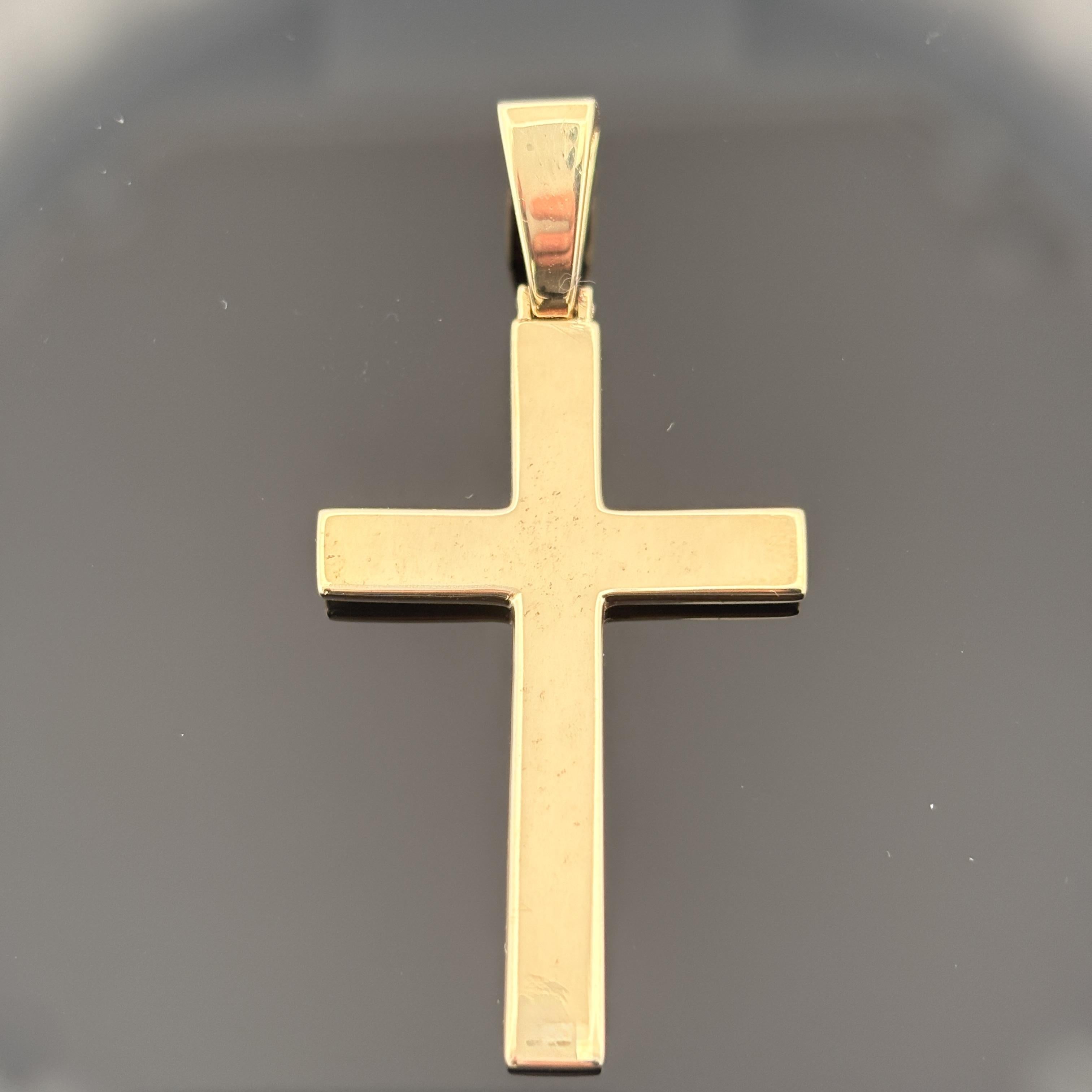 Large Solid 14k Gold Cross Pendant w/ Bail for Thicker Chains