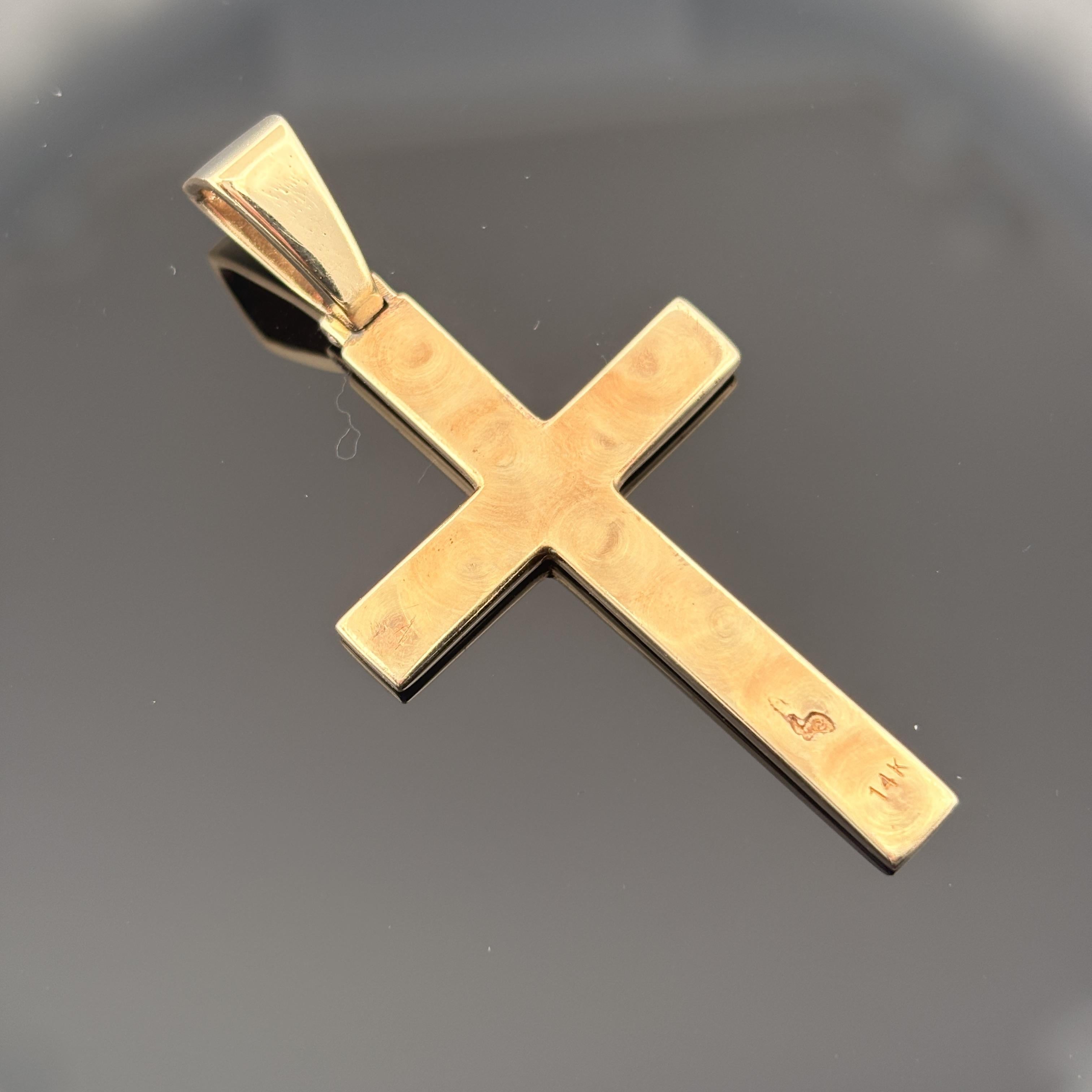 Large Solid 14k Gold Cross Pendant w/ Bail for Thicker Chains