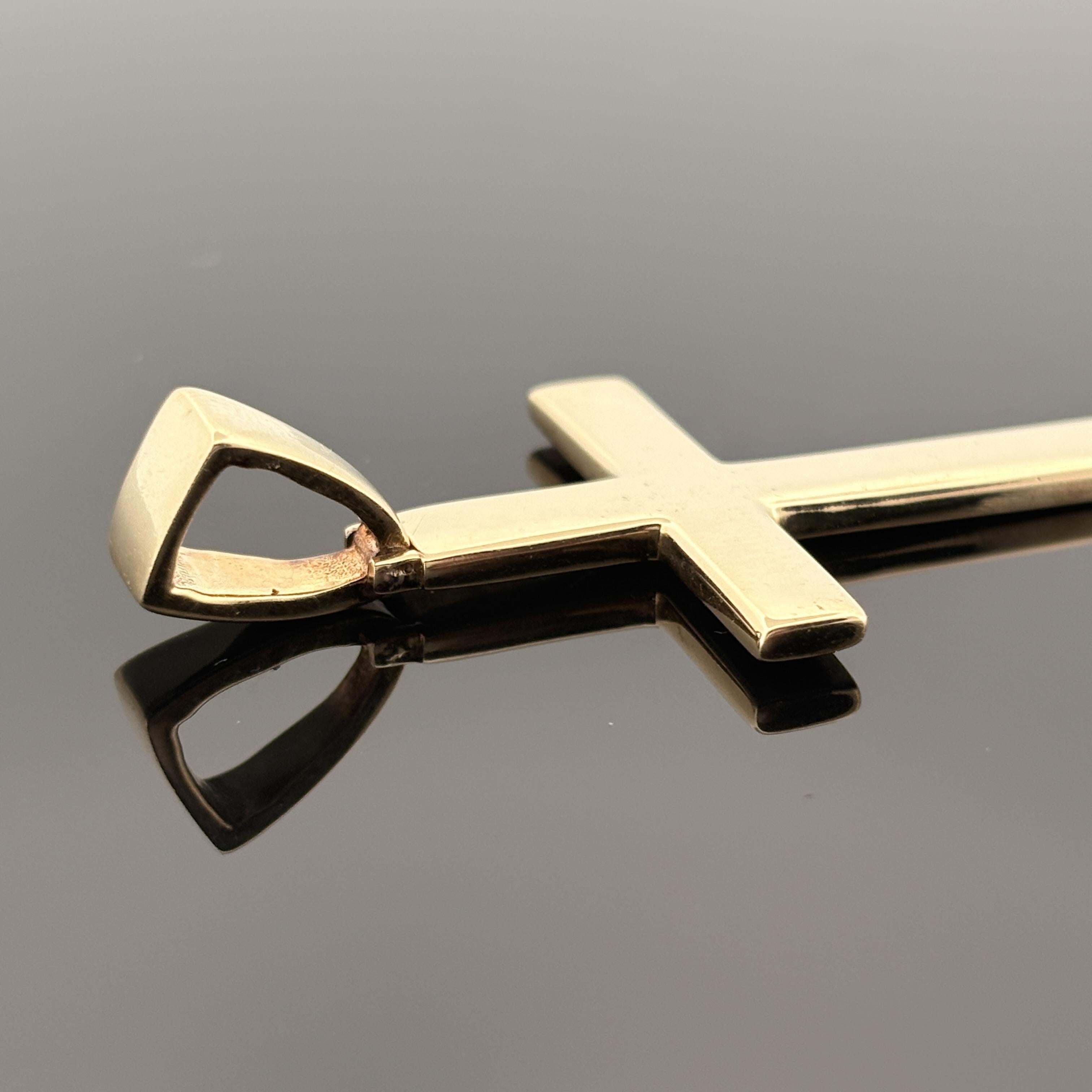 Large Solid 14k Gold Cross Pendant w/ Bail for Thicker Chains