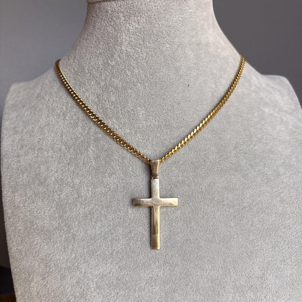 Large Solid 14k Gold Cross Pendant w/ Bail for Thicker Chains