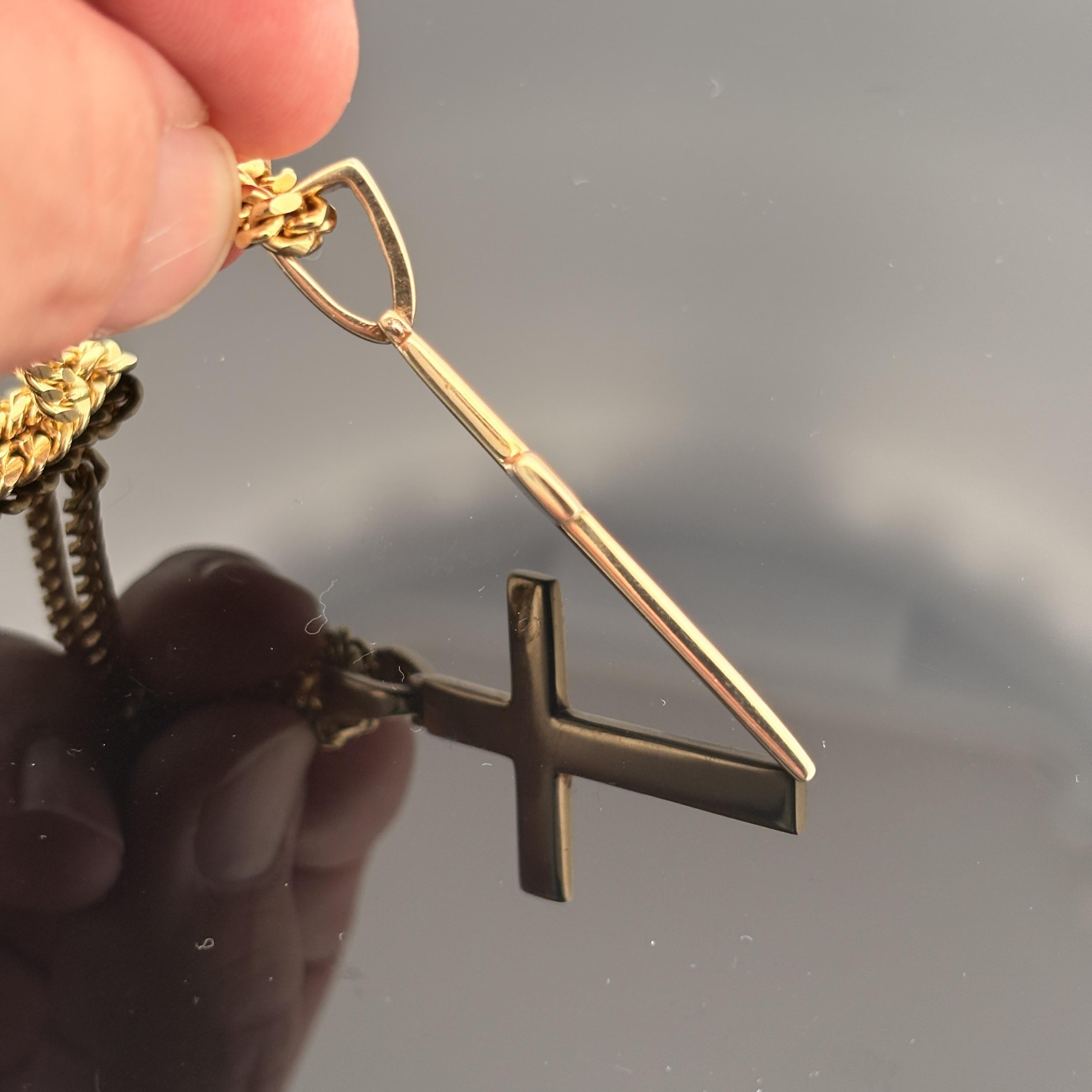Large Solid 14k Gold Cross Pendant w/ Bail for Thicker Chains