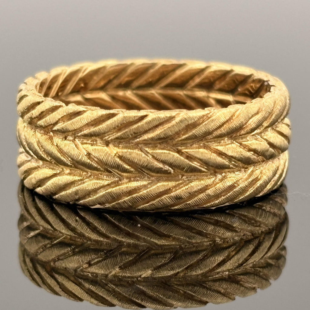 Vintage Gianmaria Buccellati Engraved 18k Yellow Gold Band sz 6.25