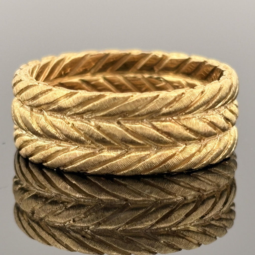Vintage Gianmaria Buccellati Engraved 18k Yellow Gold Band sz 6.25