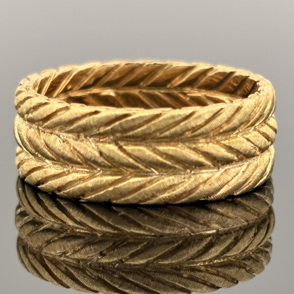 Vintage Gianmaria Buccellati Engraved 18k Yellow Gold Band sz 6.25