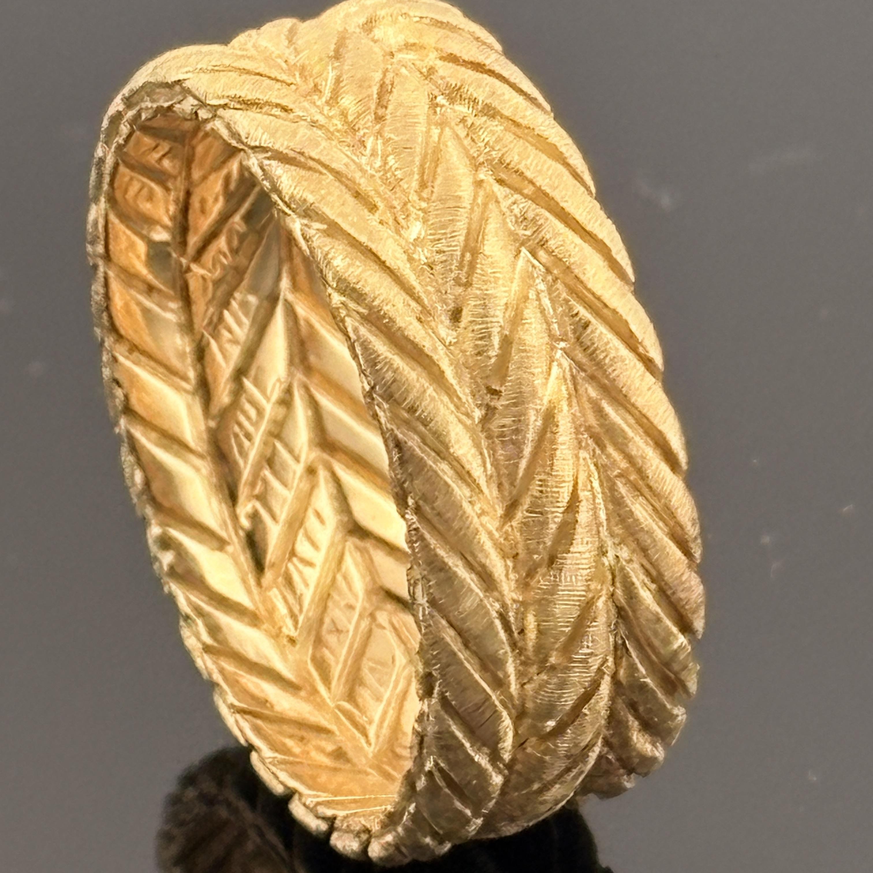 Vintage Gianmaria Buccellati Engraved 18k Yellow Gold Band sz 6.25