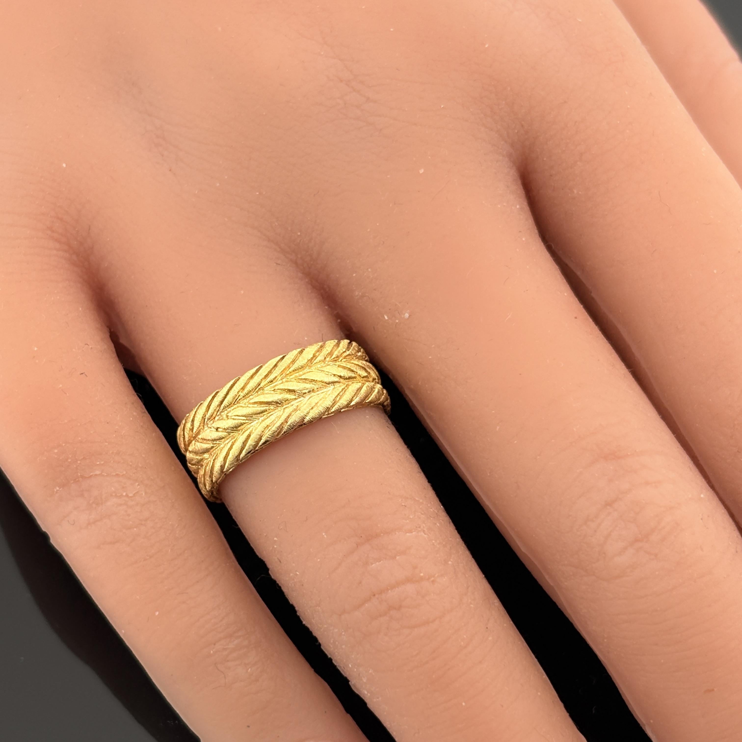 Vintage Gianmaria Buccellati Engraved 18k Yellow Gold Band sz 6.25