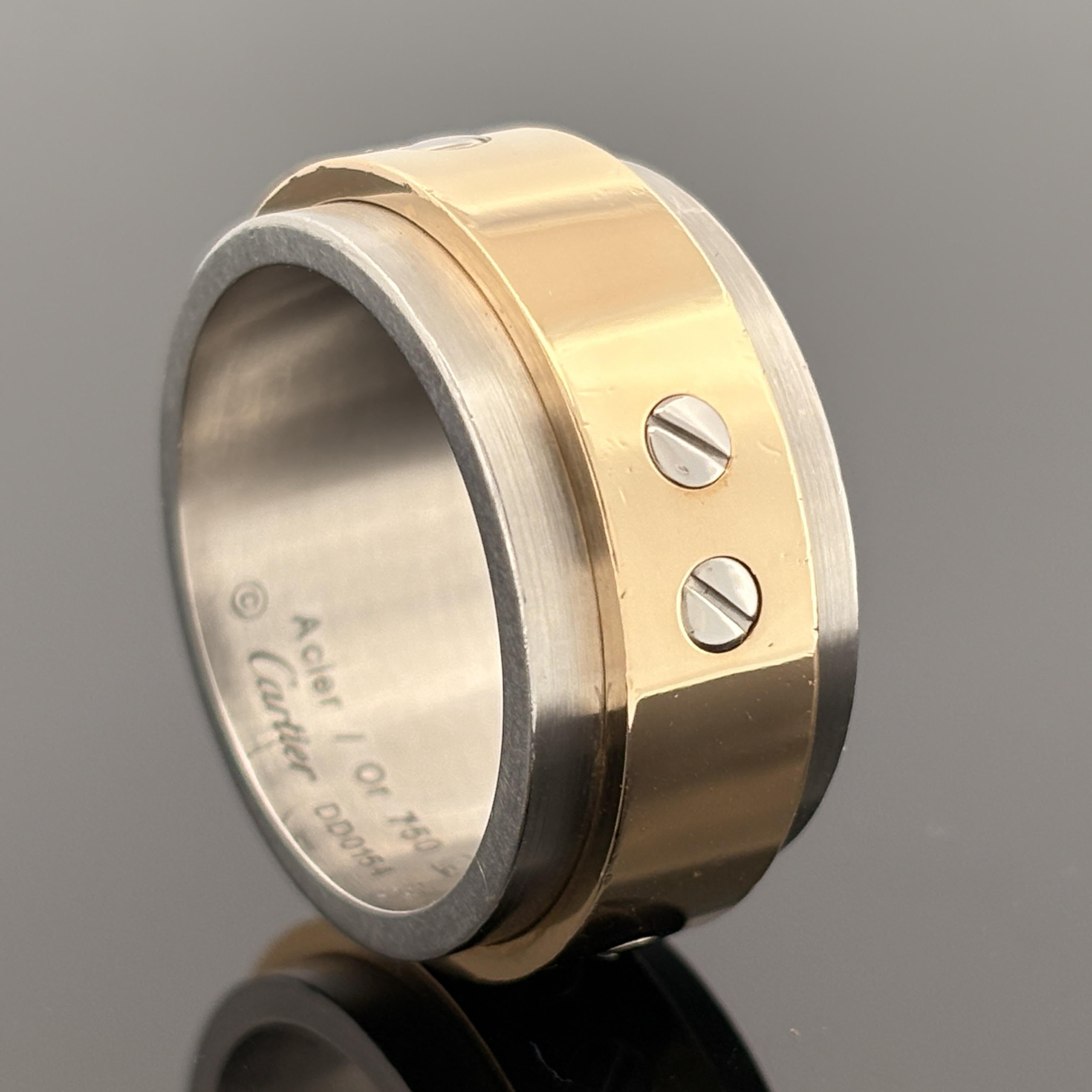 Cartier Santos 100 Steel & 18k Gold Wide Band Sz 63