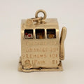 Vintage Slot Machine 14k Gold Charm Pendant - Functional