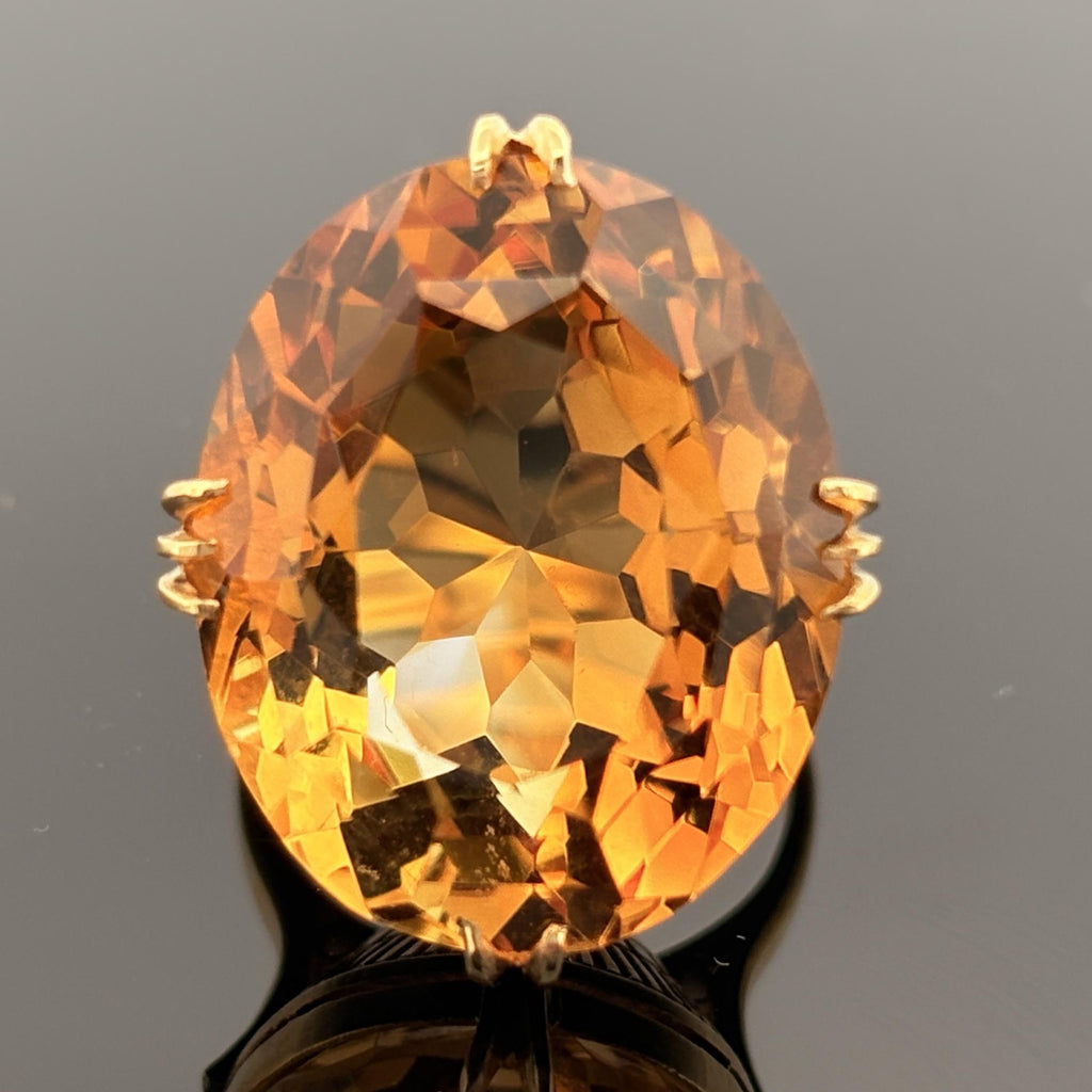 Vintage Large Citrine Ring 21.23ct 18k Yellow Gold
