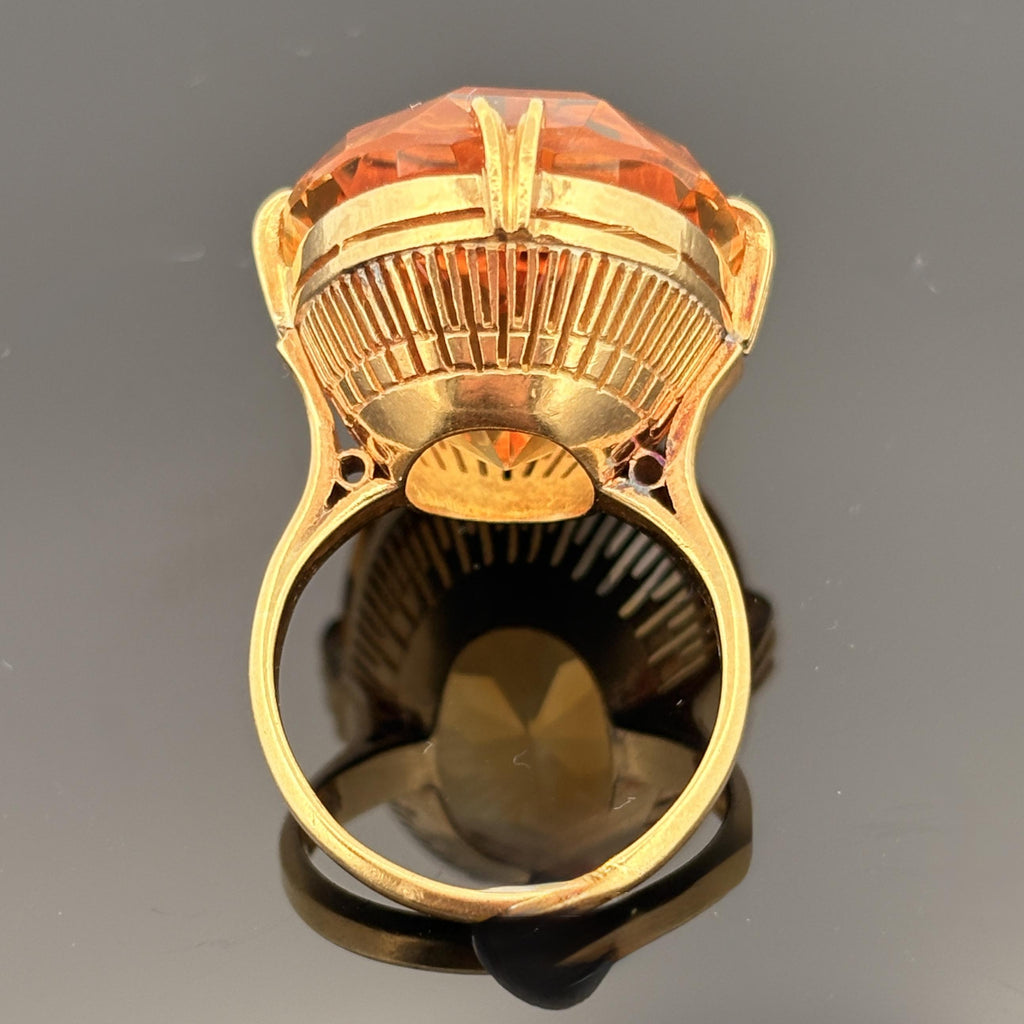 Vintage Large Citrine Ring 21.23ct 18k Yellow Gold
