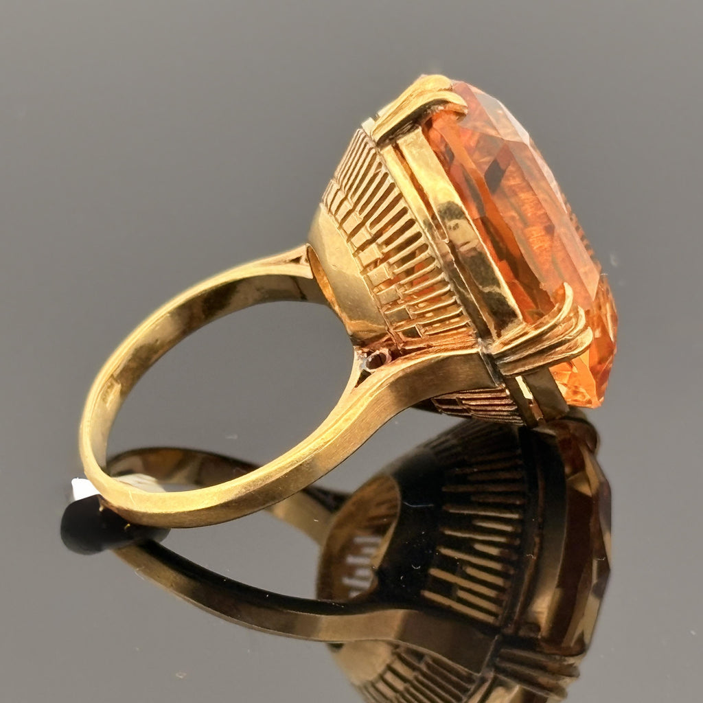 Vintage Large Citrine Ring 21.23ct 18k Yellow Gold