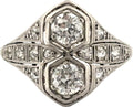 Antique Art Deco European Cut Diamond Platinum Toi et Moi Ring