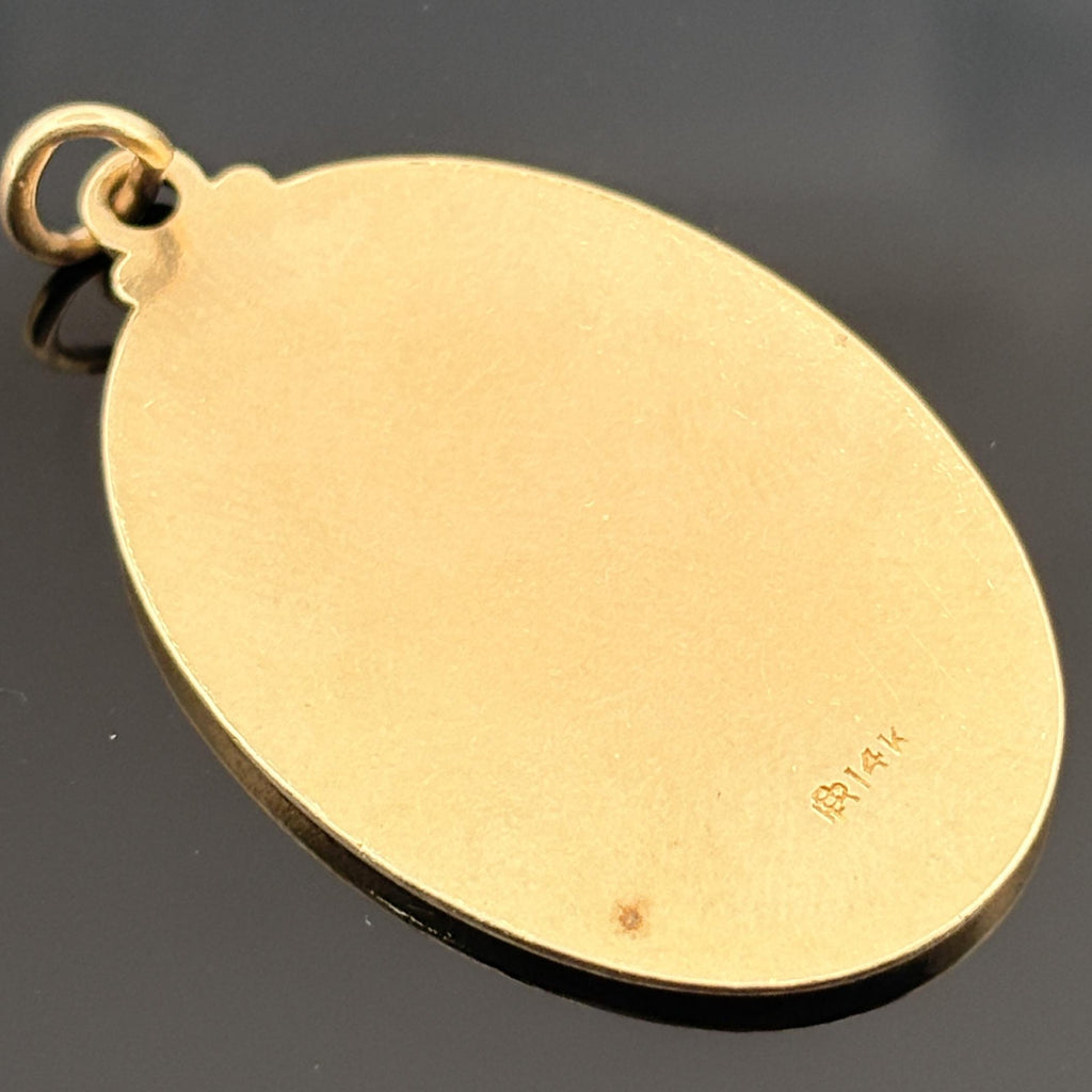 Vintage St. Christopher Oval Medal 14k Gold 29.2mm