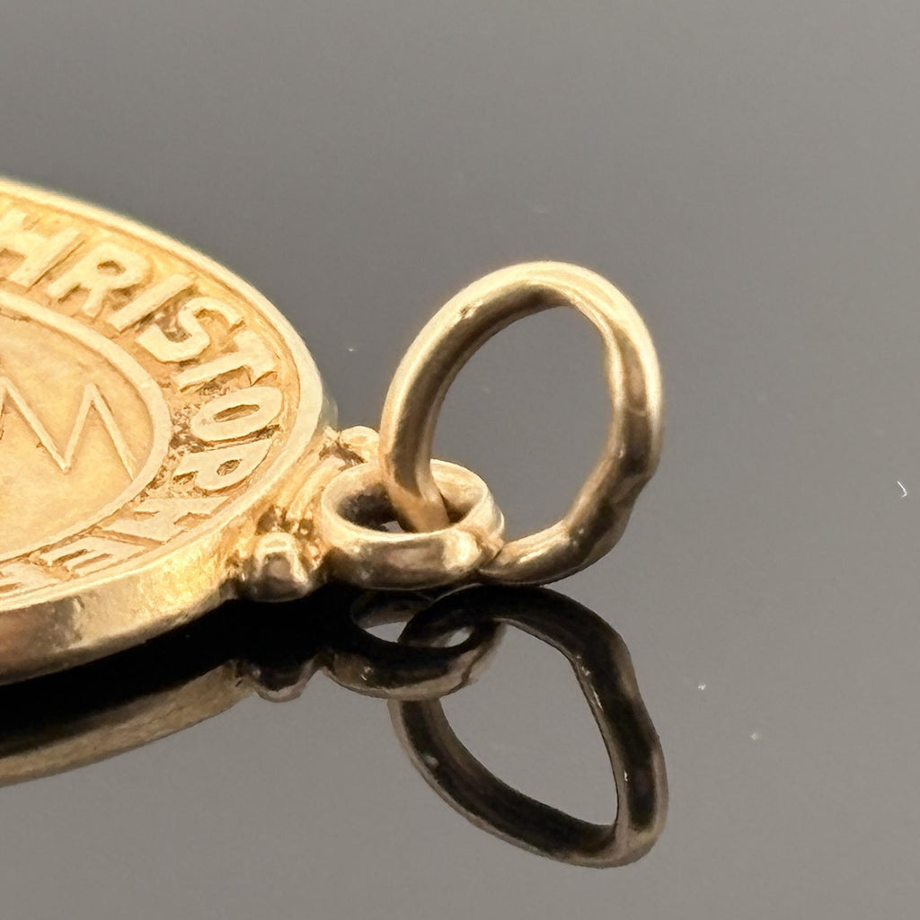 Vintage St. Christopher Oval Medal 14k Gold 29.2mm