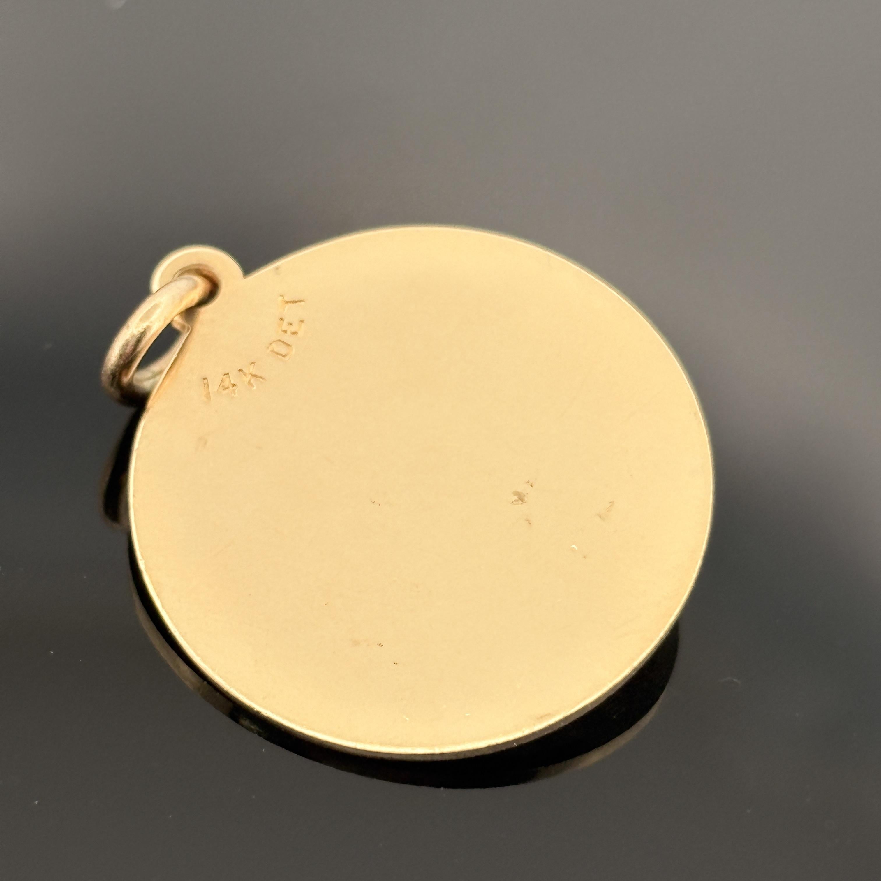 Vintage Taurus Zodiac Pendant 14k Gold - David E Trabich - High Relief
