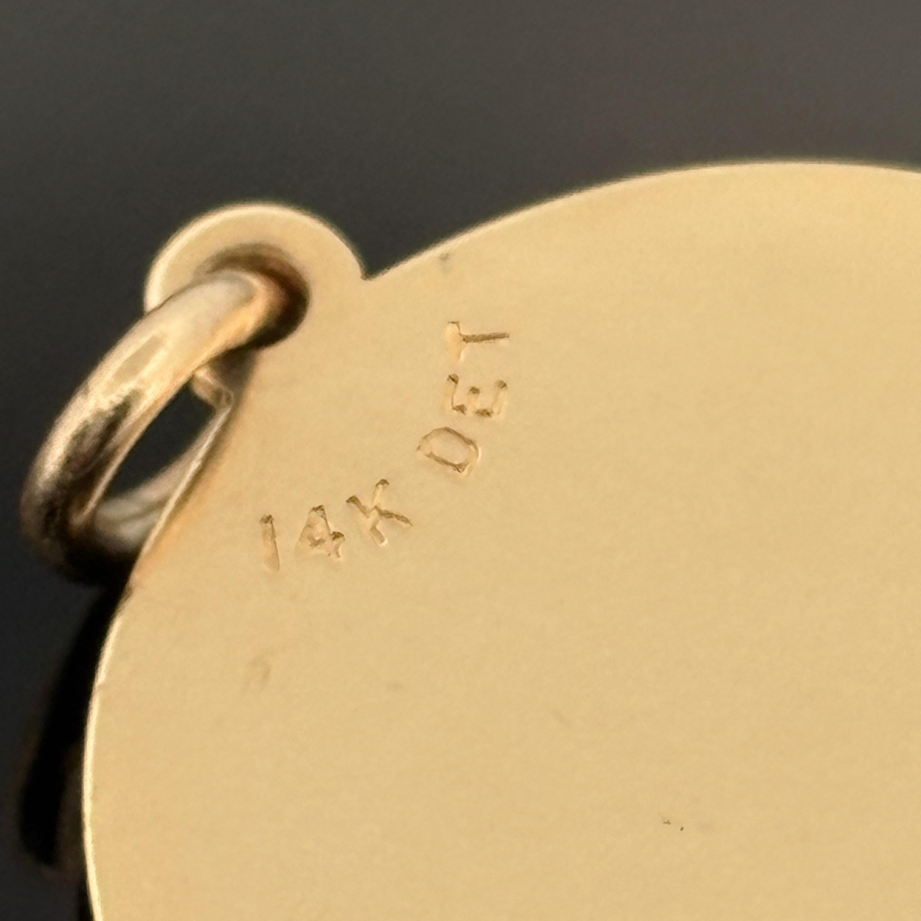 Vintage Taurus Zodiac Pendant 14k Gold - David E Trabich - High Relief