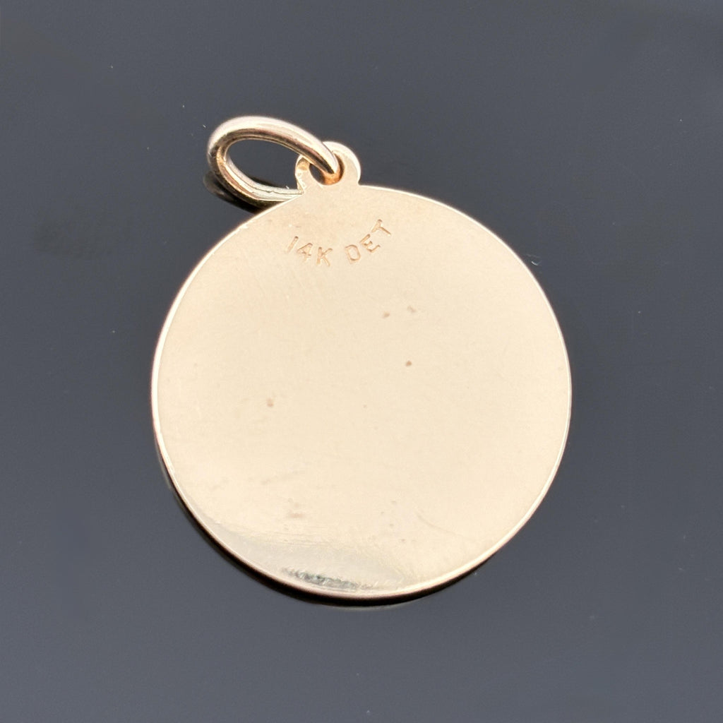 Vintage Sagittarius Zodiac Pendant 14k Gold - David E Trabich - High Relief