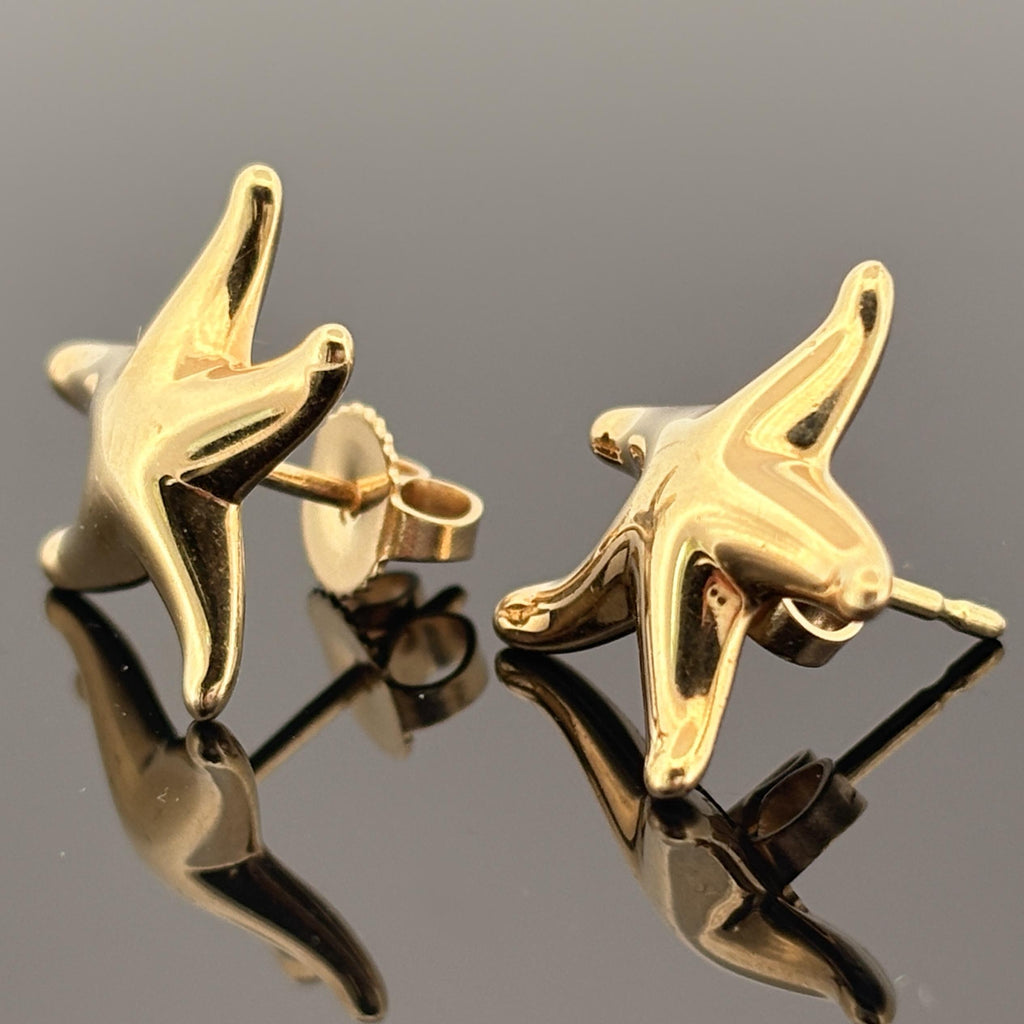 Tiffany & Co Else Peretti Starfish Stud Earrings 18k Yellow Gold