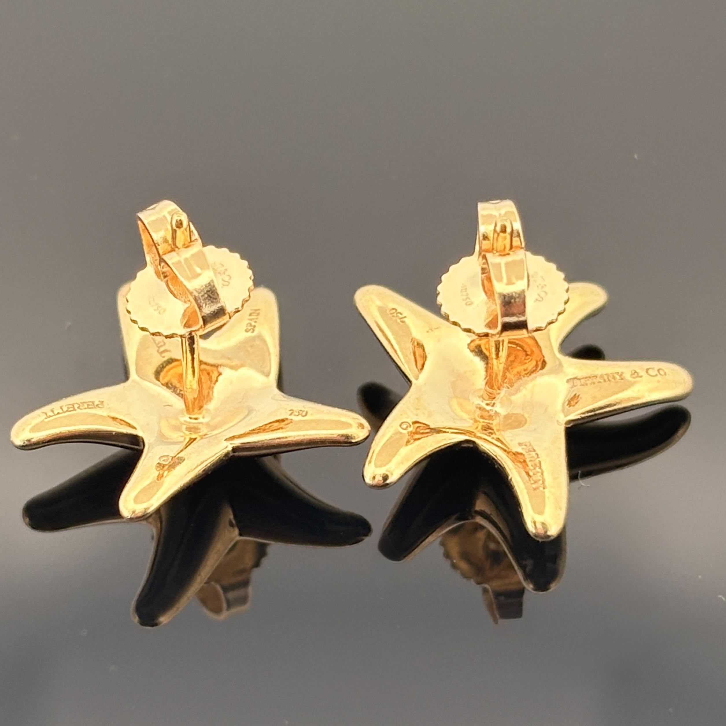 Tiffany & Co Else Peretti Starfish Stud Earrings 18k Yellow Gold