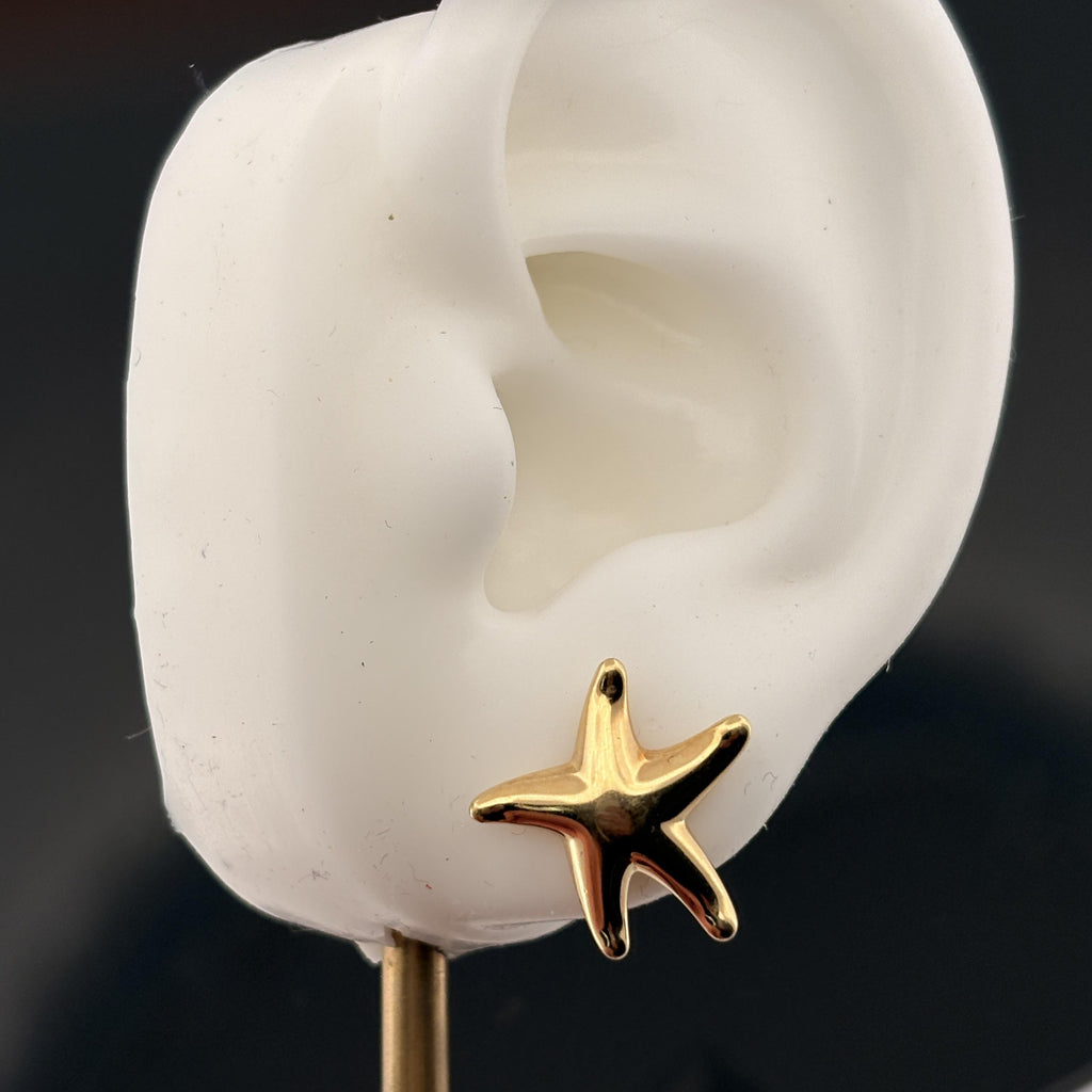 Tiffany & Co Else Peretti Starfish Stud Earrings 18k Yellow Gold