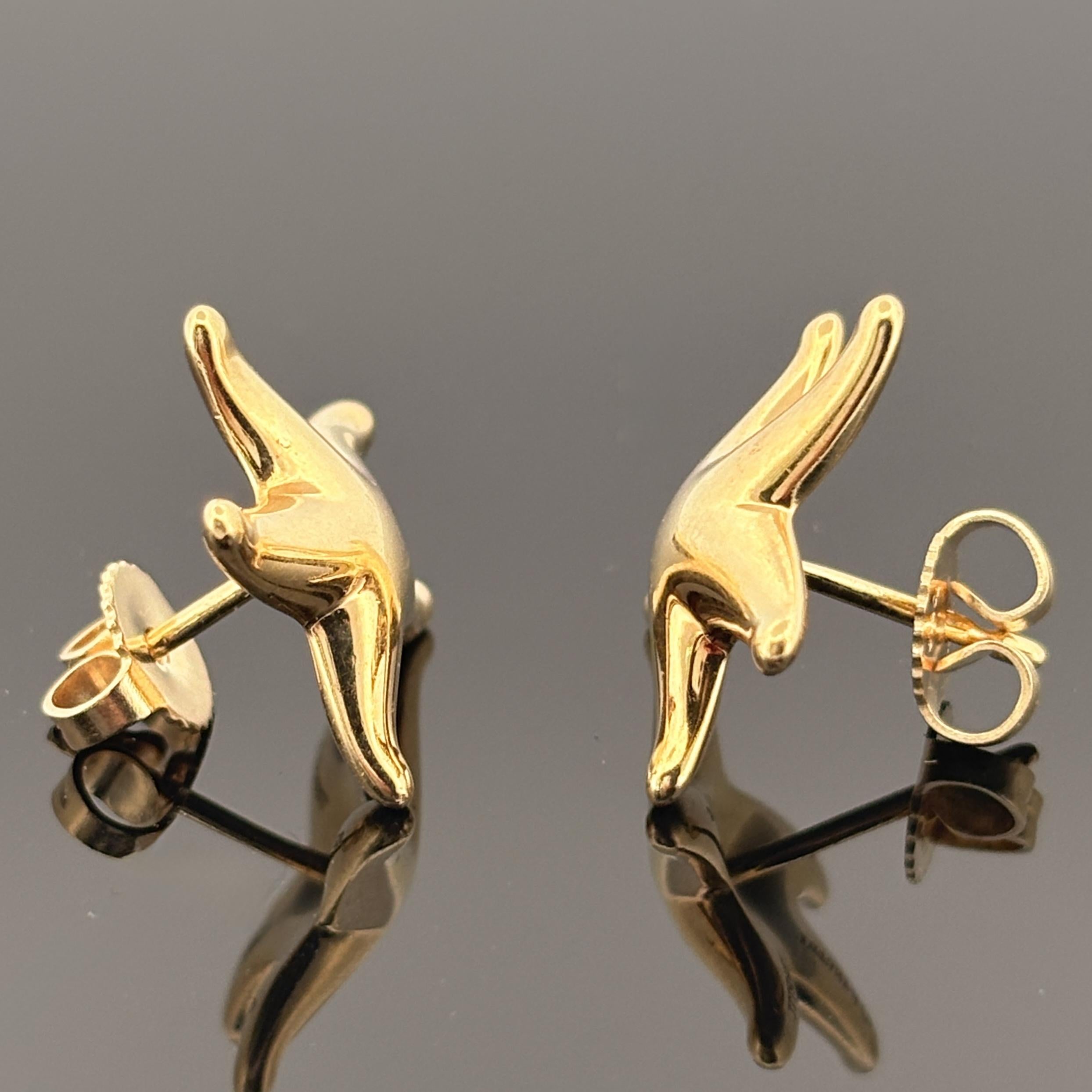 Tiffany & Co Else Peretti Starfish Stud Earrings 18k Yellow Gold