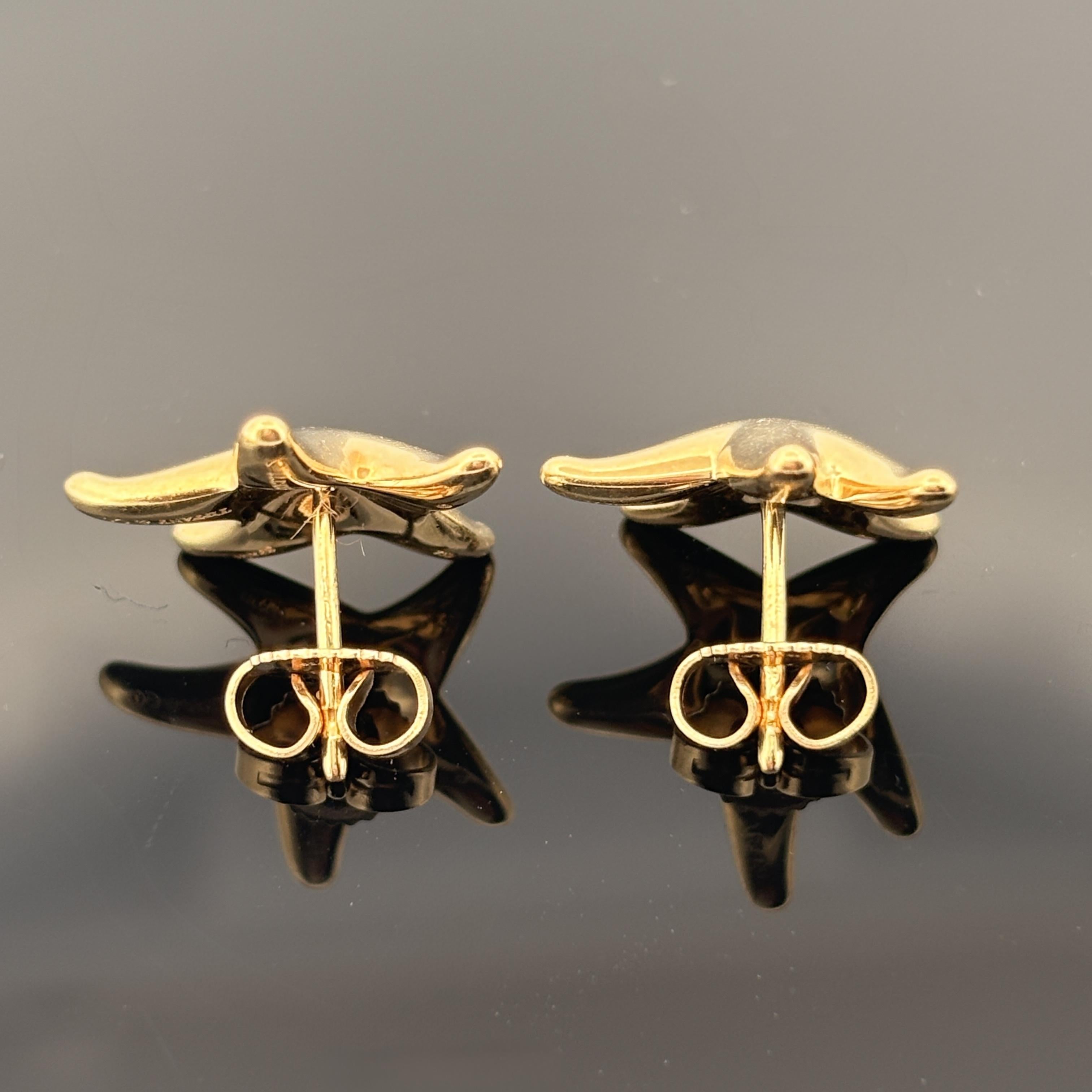 Tiffany & Co Else Peretti Starfish Stud Earrings 18k Yellow Gold