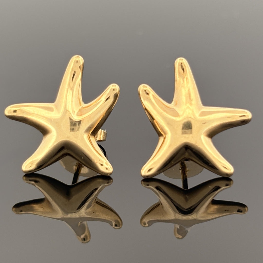 Tiffany & Co Else Peretti Starfish Stud Earrings 18k Yellow Gold
