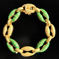 Vintage Unoarre Chunky Mariner Link Green Enamel Bracelet 18k