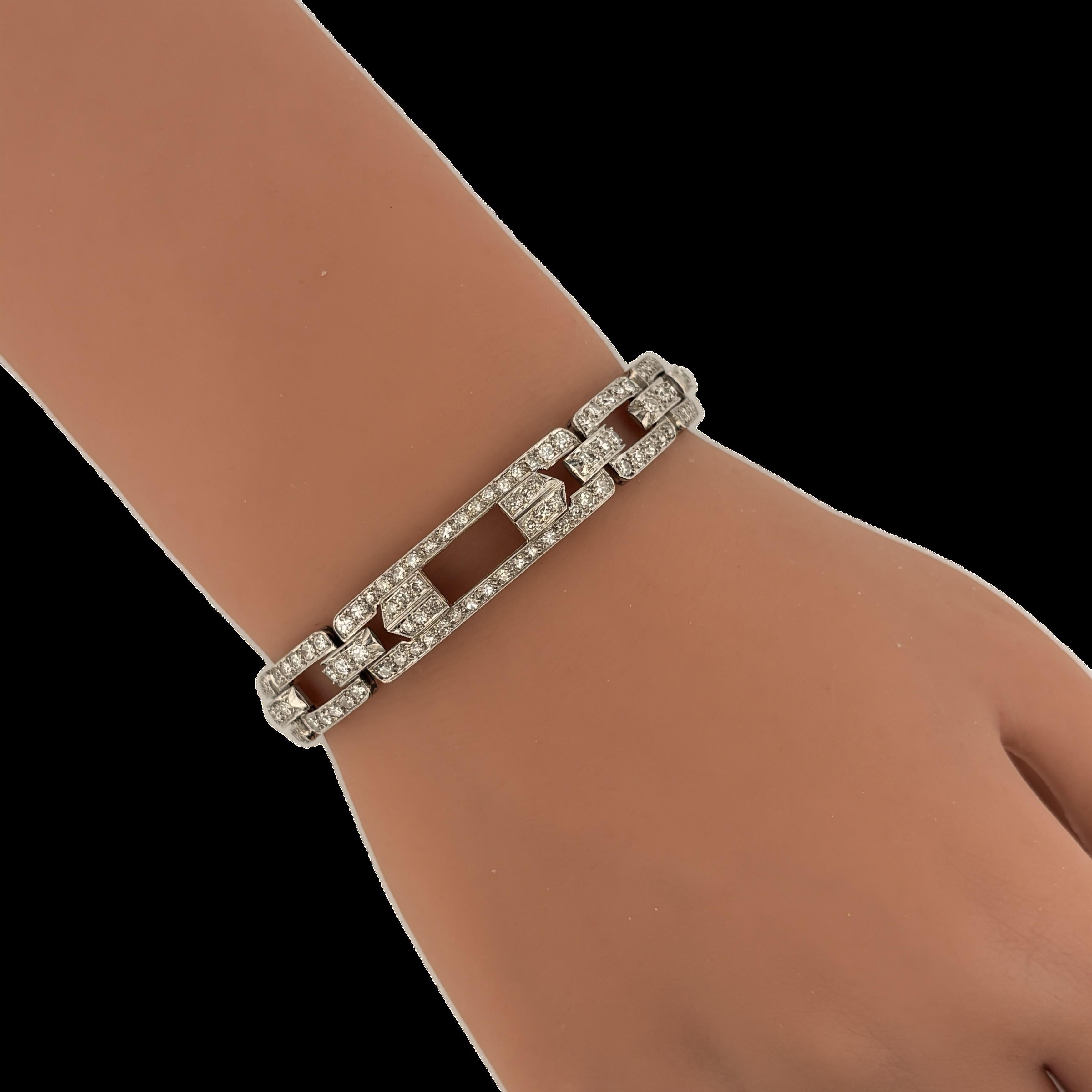 Antique Art Deco Platinum & Diamond Bracelet - French