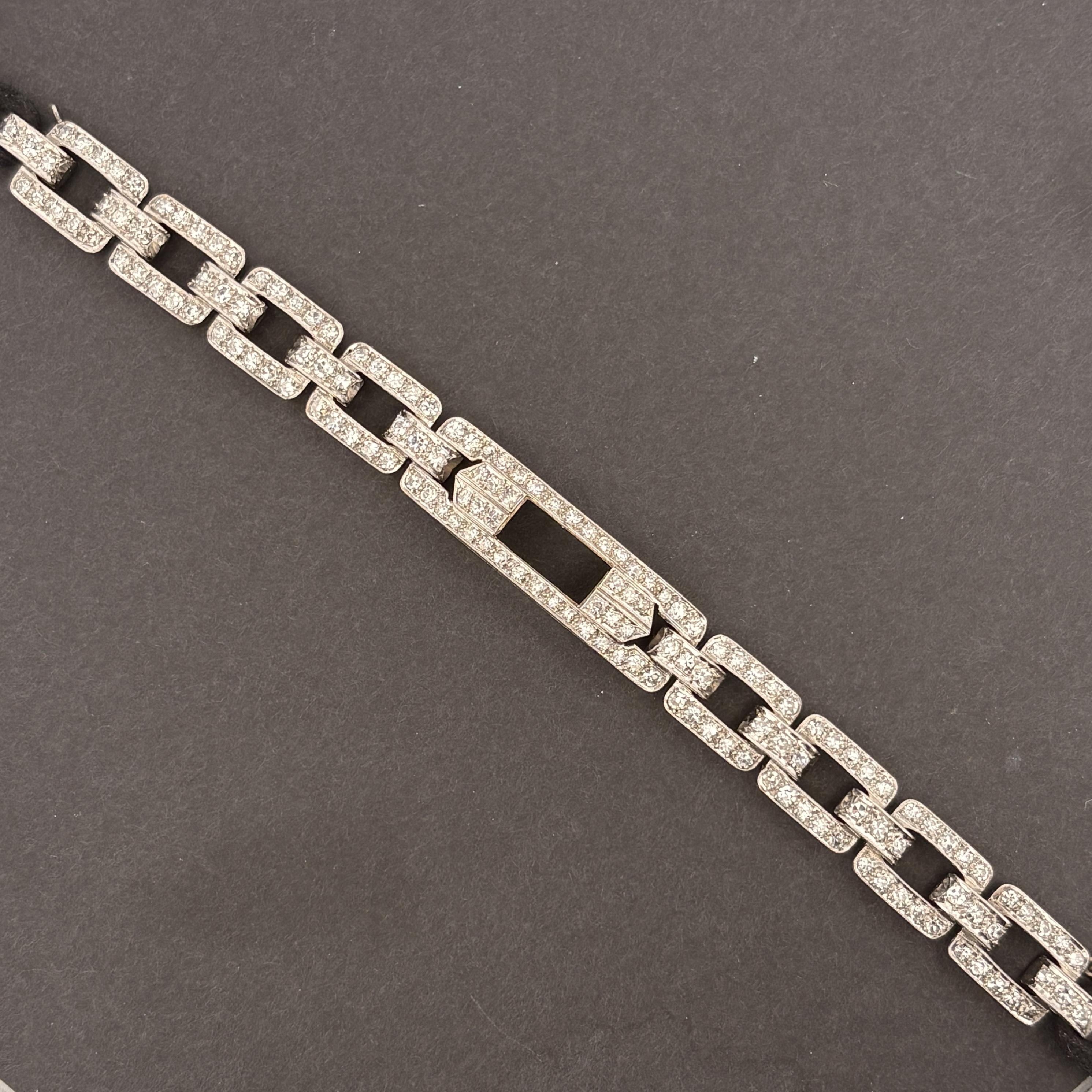 Antique Art Deco Platinum & Diamond Bracelet - French