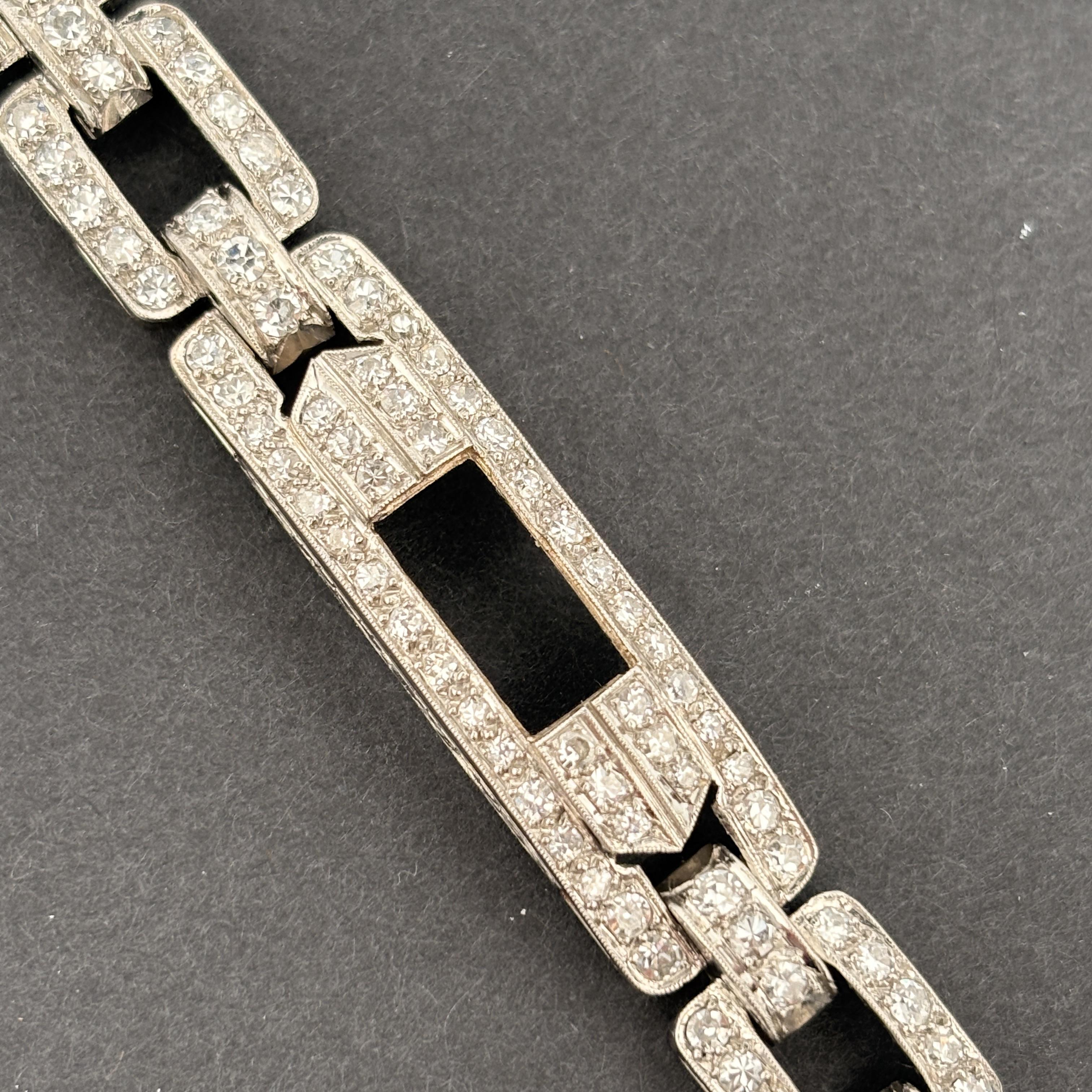 Antique Art Deco Platinum & Diamond Bracelet - French