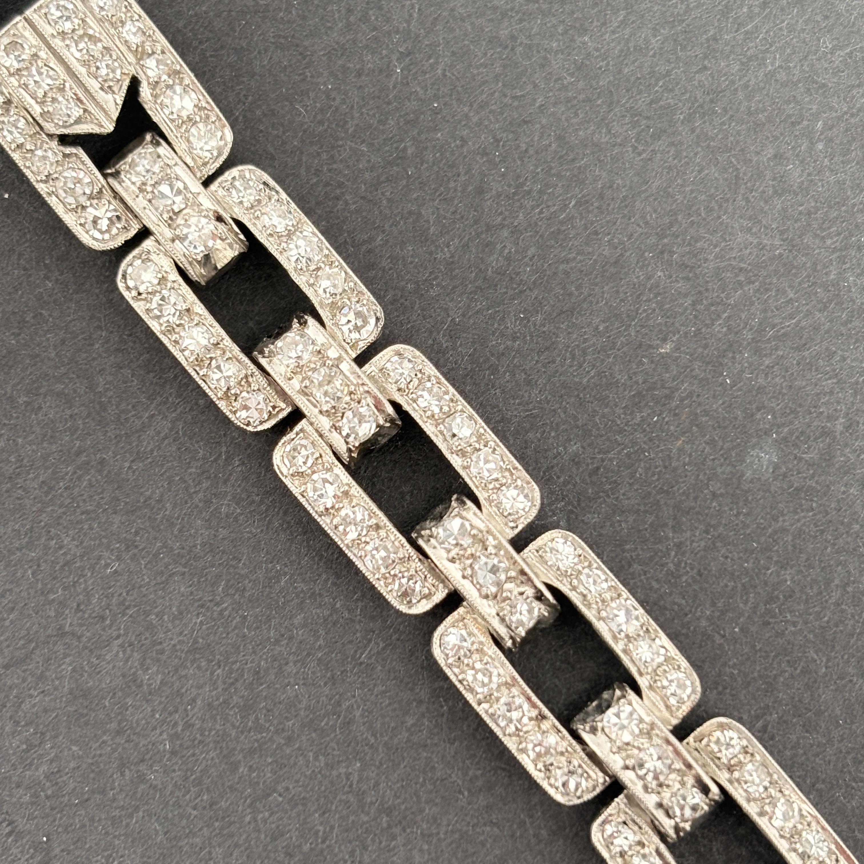 Antique Art Deco Platinum & Diamond Bracelet - French