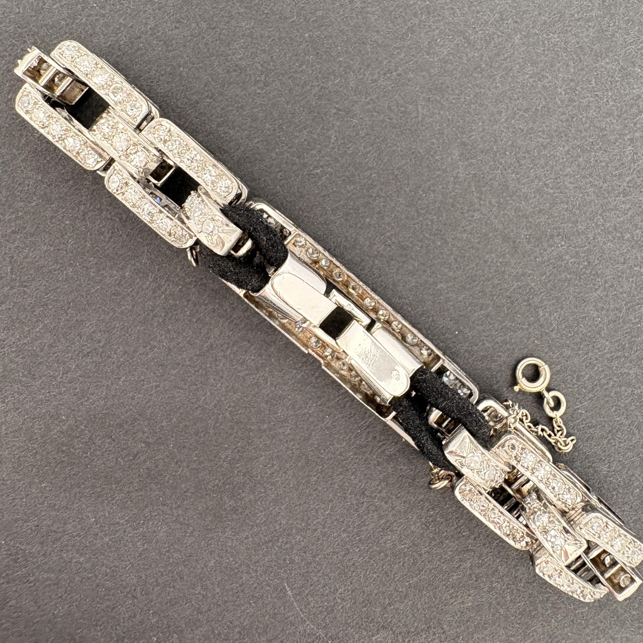 Antique Art Deco Platinum & Diamond Bracelet - French
