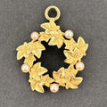 Antique Art Nouveau Pearl & Green Gold Ivy Pendant, 14k Gold