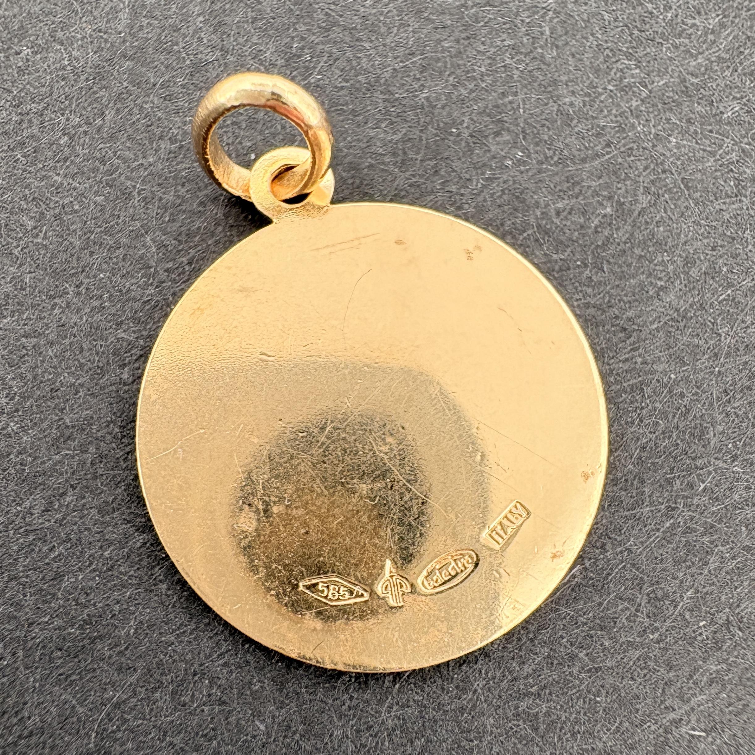 St. Anthony Medal Pendant 14k Gold 16mm - Italian - Balestra