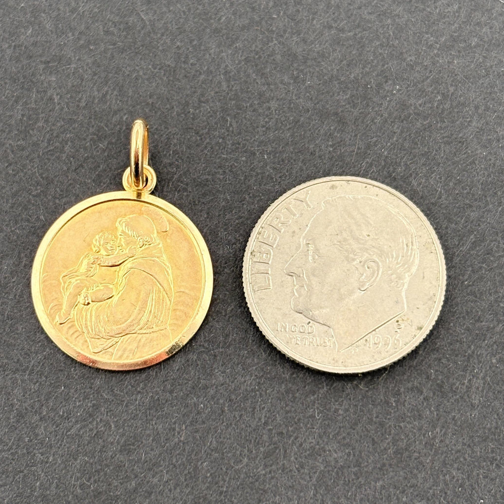 St. Anthony Medal Pendant 14k Gold 16mm - Italian - Balestra