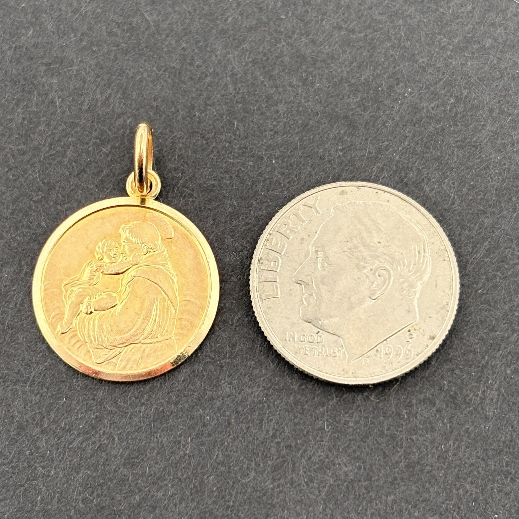 St. Anthony Medal Pendant 14k Gold 16mm - Italian - Balestra