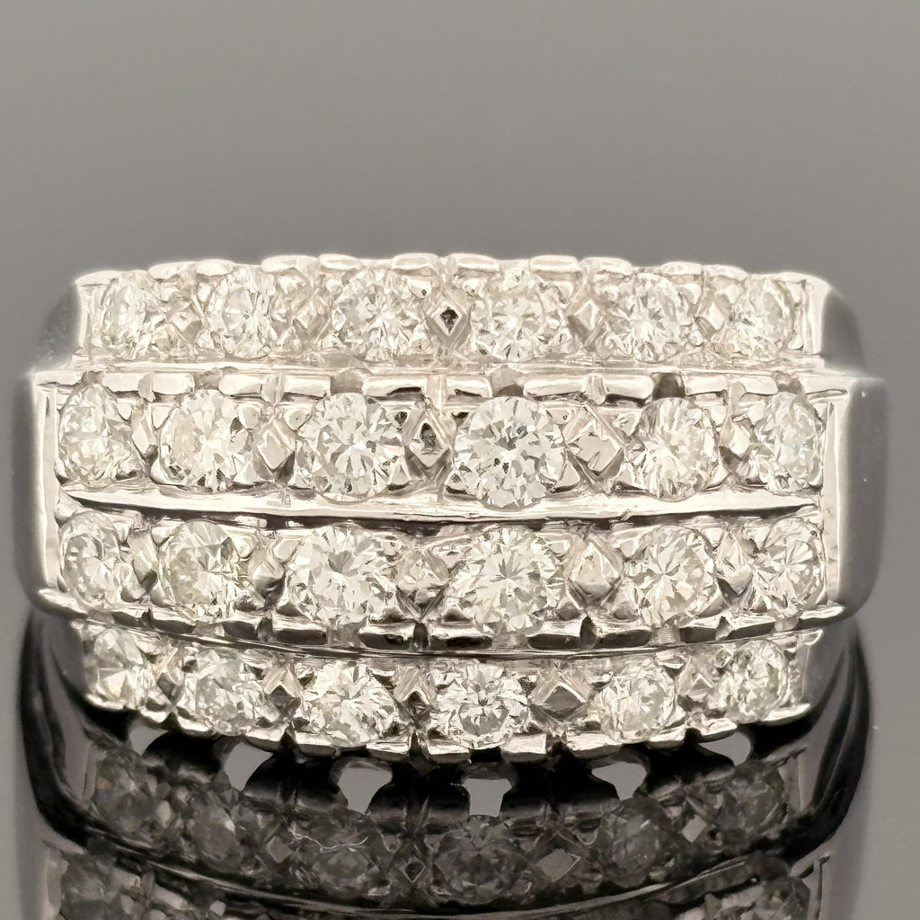 Neo-Vintage Diamond Cluster Ring in 14k White Gold – 1.34ctw