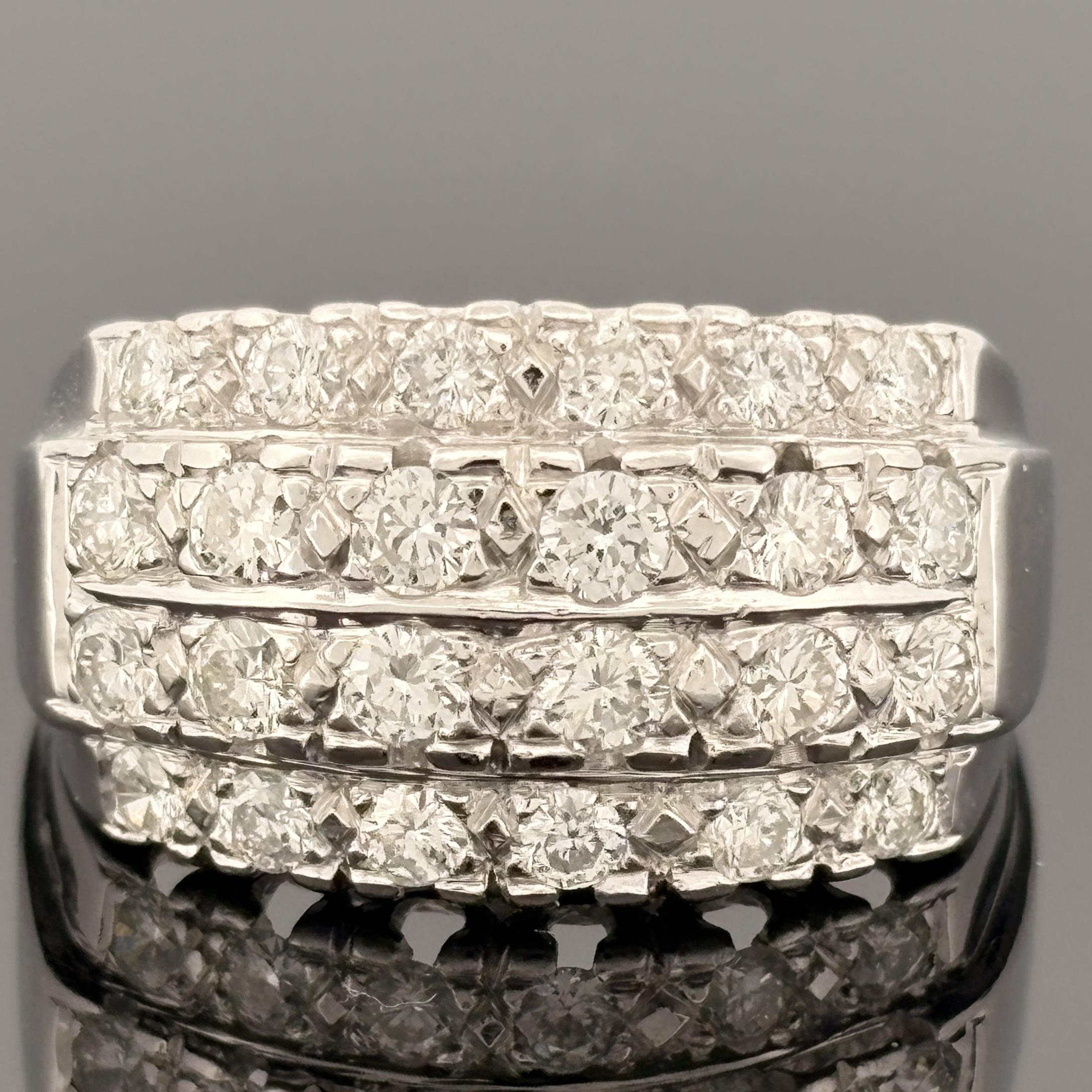 Neo-Vintage Diamond Cluster Ring in 14k White Gold – 1.34ctw