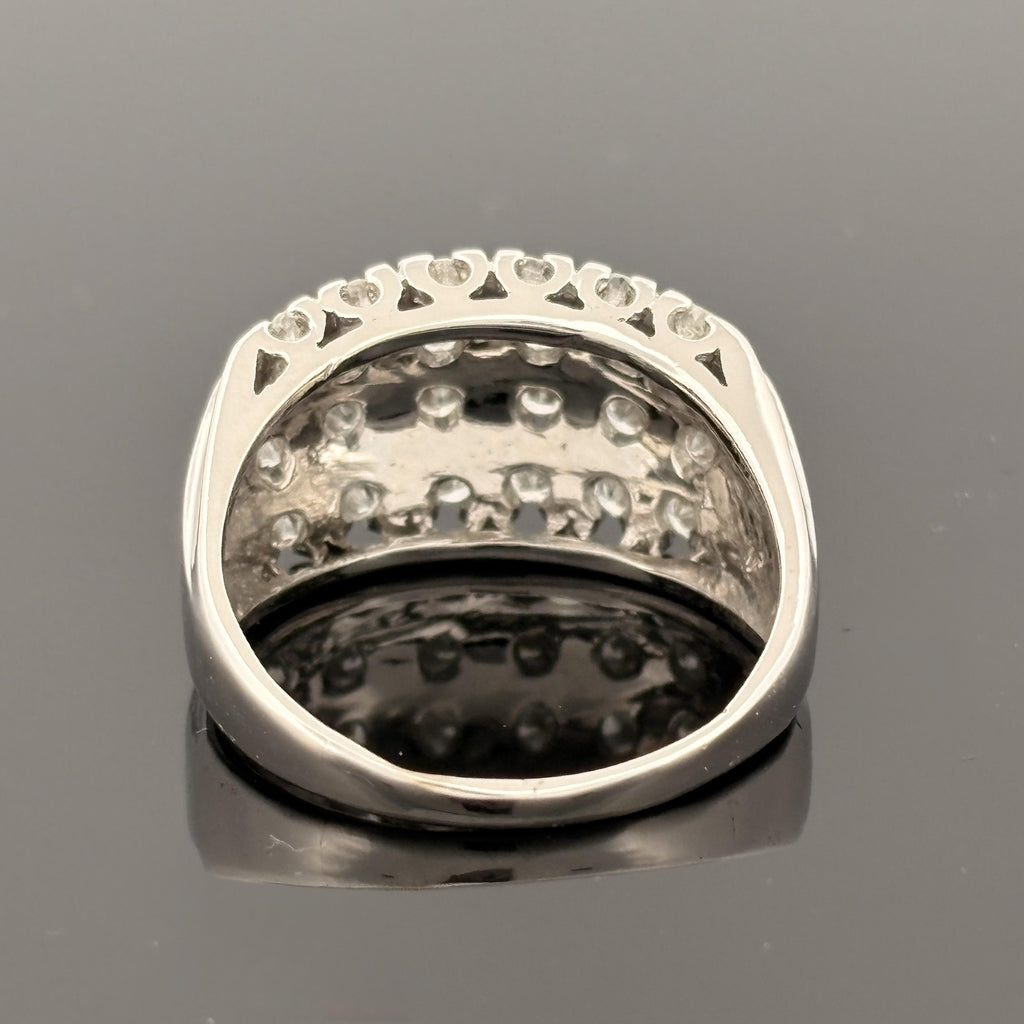 Neo-Vintage Diamond Cluster Ring in 14k White Gold – 1.34ctw
