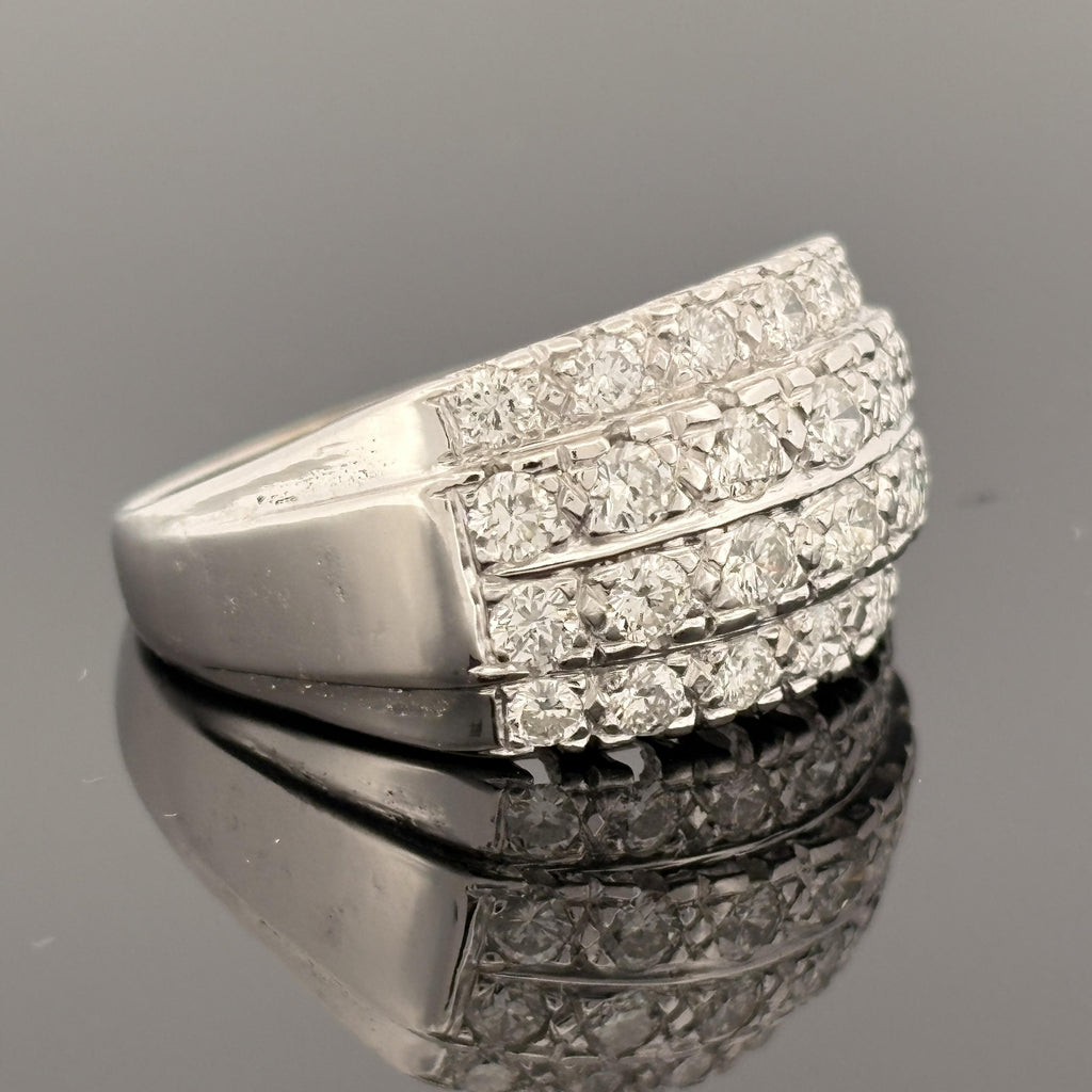 Neo-Vintage Diamond Cluster Ring in 14k White Gold – 1.34ctw