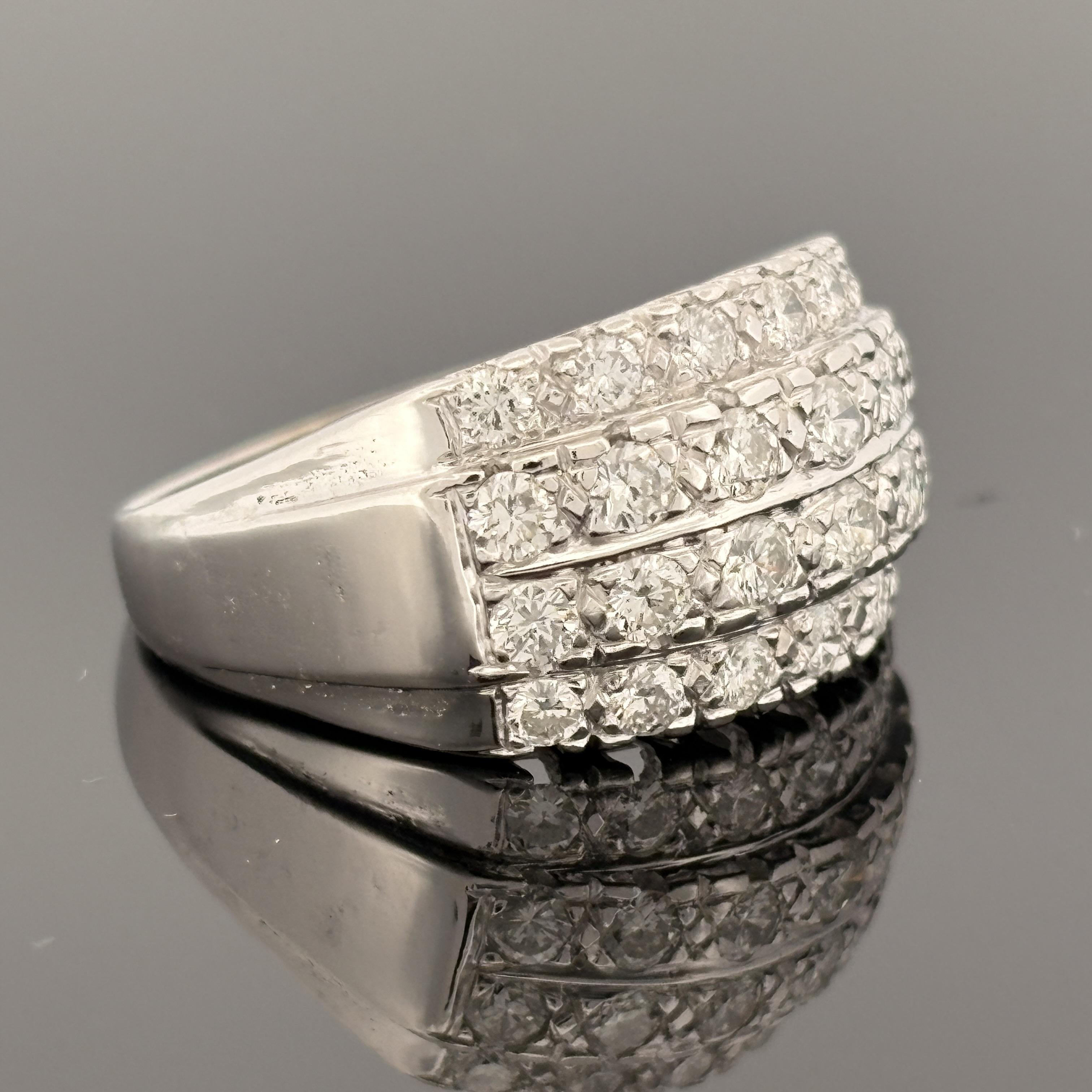 Neo-Vintage Diamond Cluster Ring in 14k White Gold – 1.34ctw