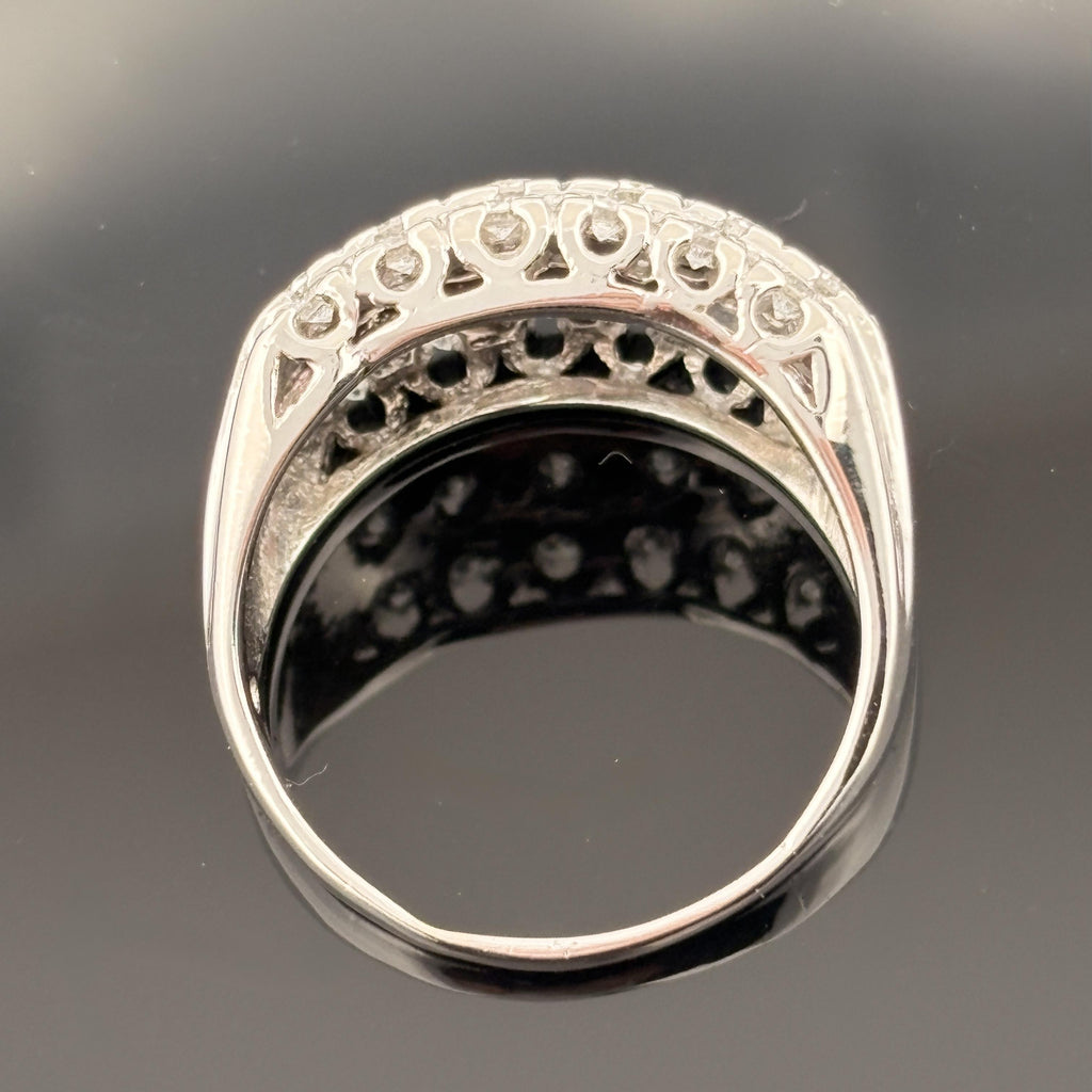 Neo-Vintage Diamond Cluster Ring in 14k White Gold – 1.34ctw