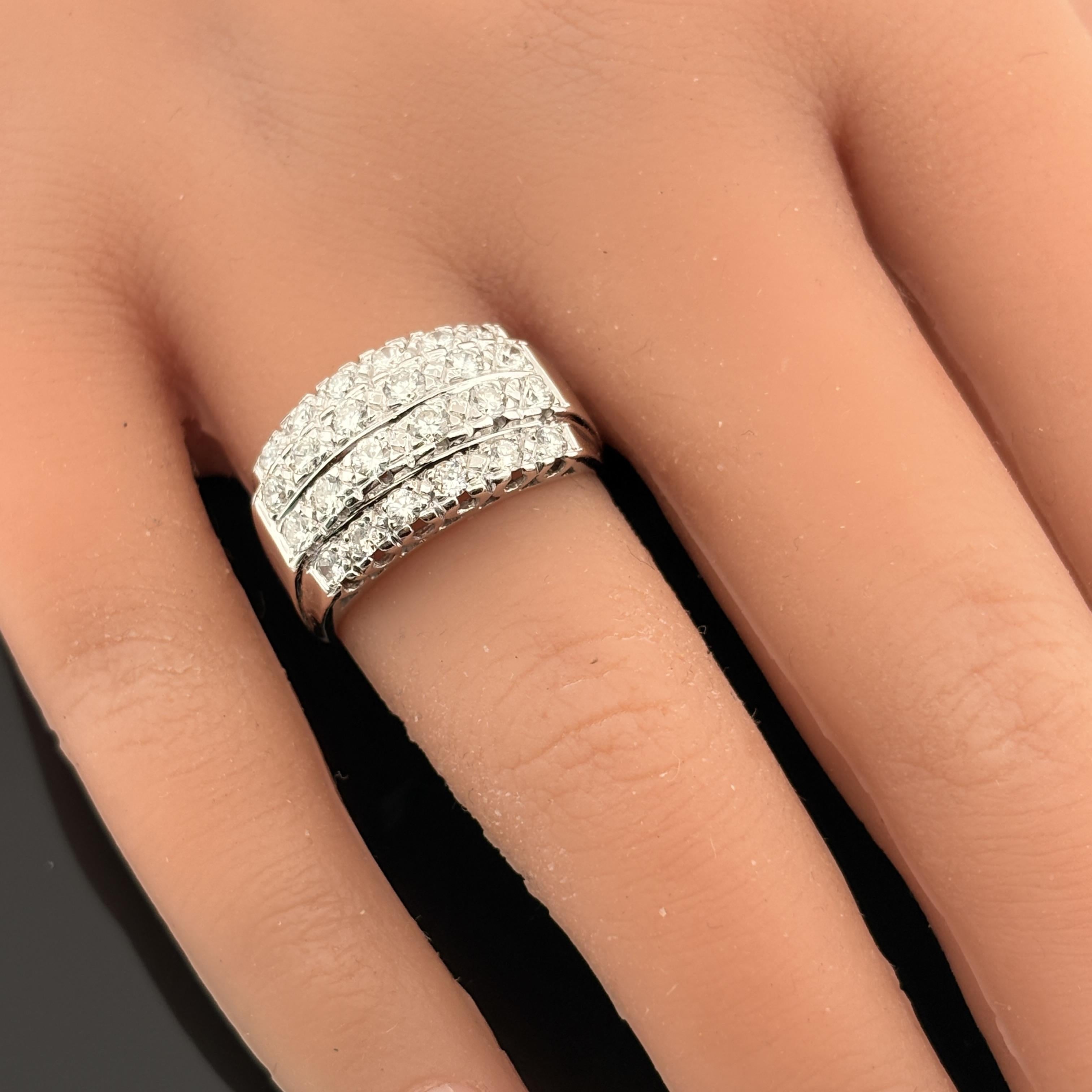 Neo-Vintage Diamond Cluster Ring in 14k White Gold – 1.34ctw